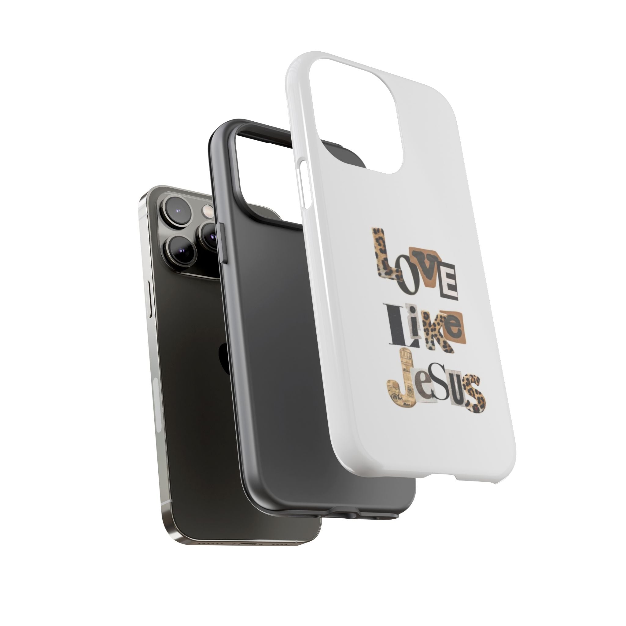 "Love Like Jesus" Leopard Print Christian Tough Phone Case