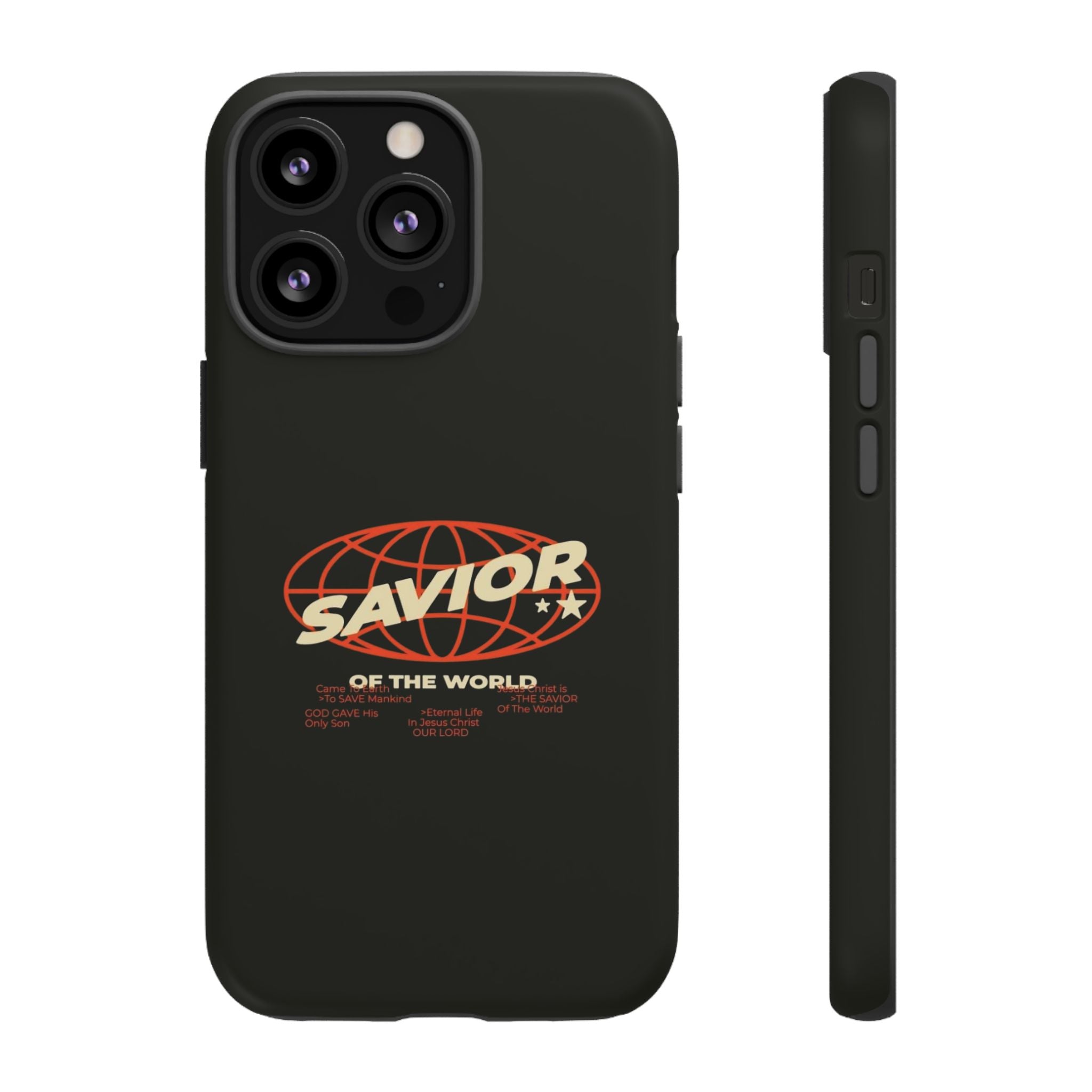 Savior of the World Black Protective Phone Case — Retro Globe Design