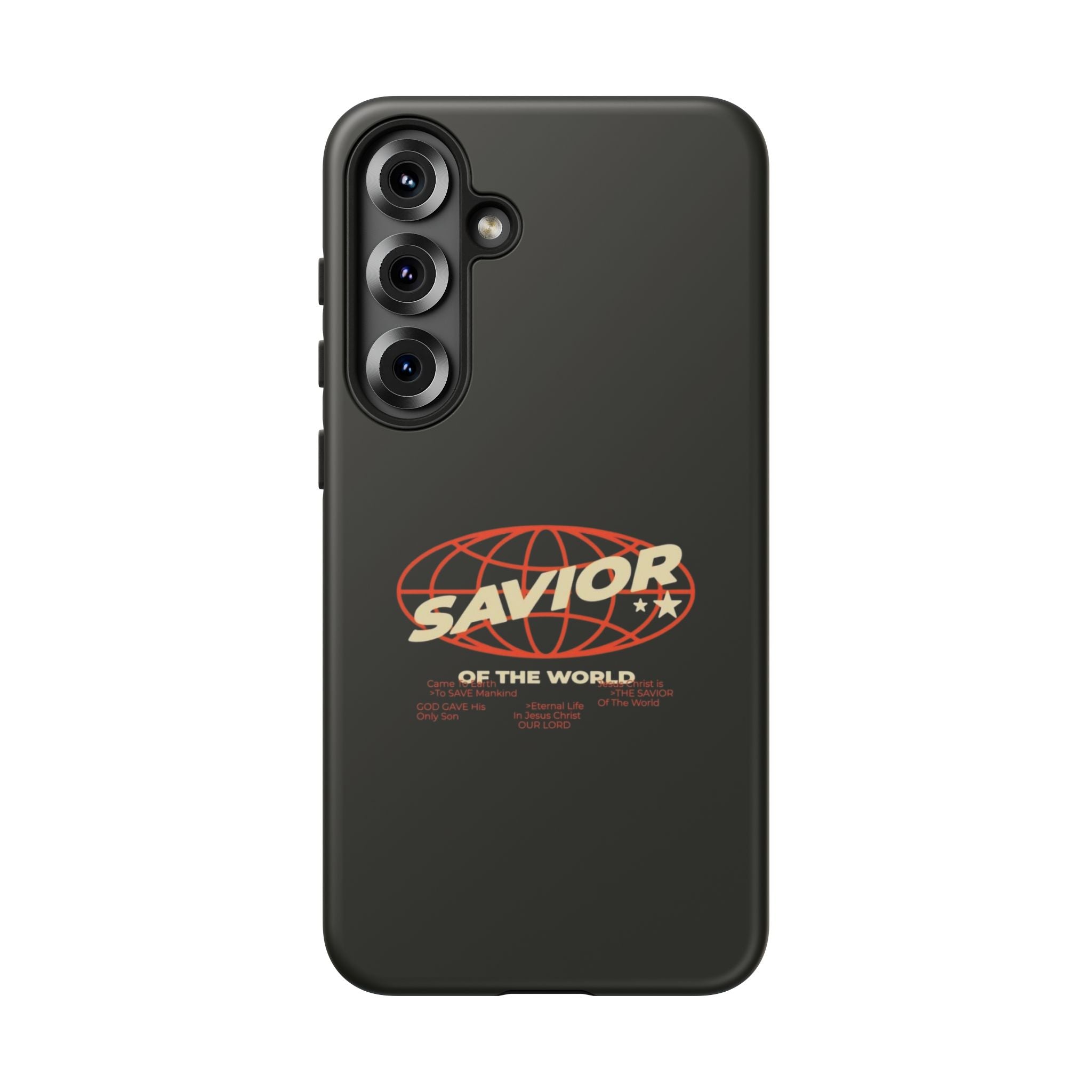 Savior of the World Black Protective Phone Case — Retro Globe Design