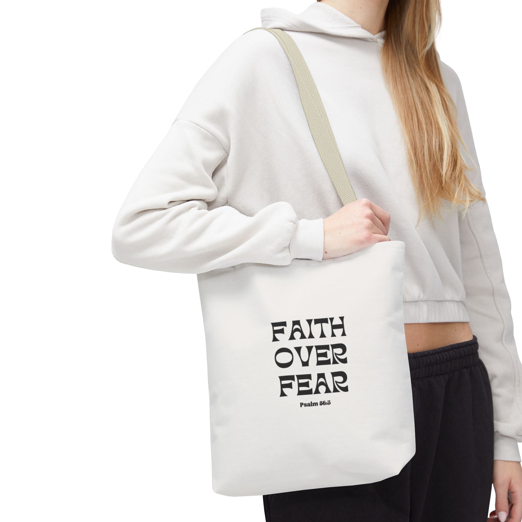 Faith Over Fear Tote Bag — Christian Inspirational Scripture Bag (Psalm 56:3)