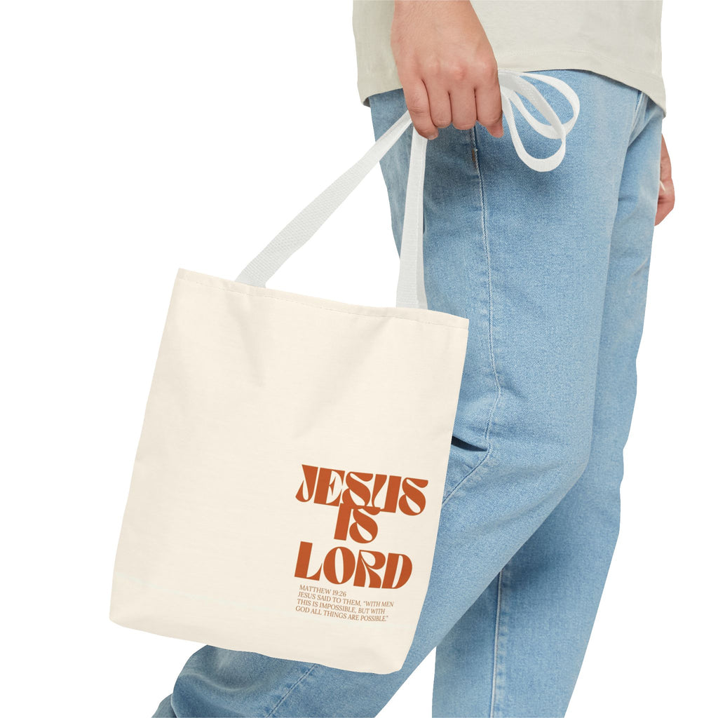 "Jesus Is Lord" Tote Bag — Faith-Based Christian Quote Everyday Tote