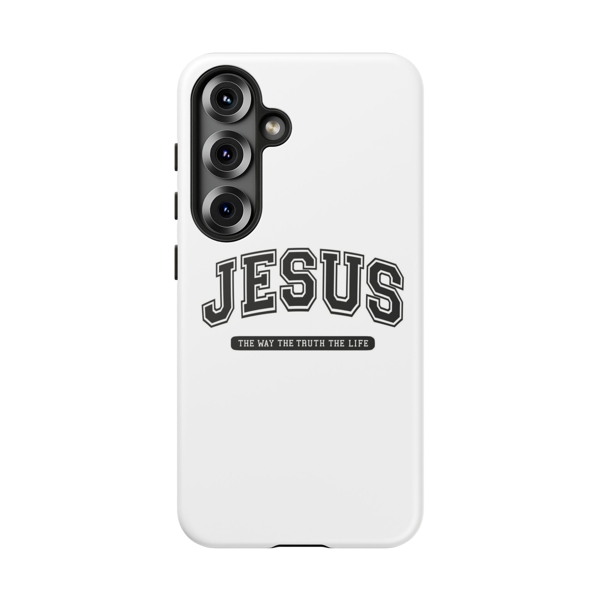 Jesus varsity phone case — 'Jesus: The Way The Truth The Life' tough protective cover