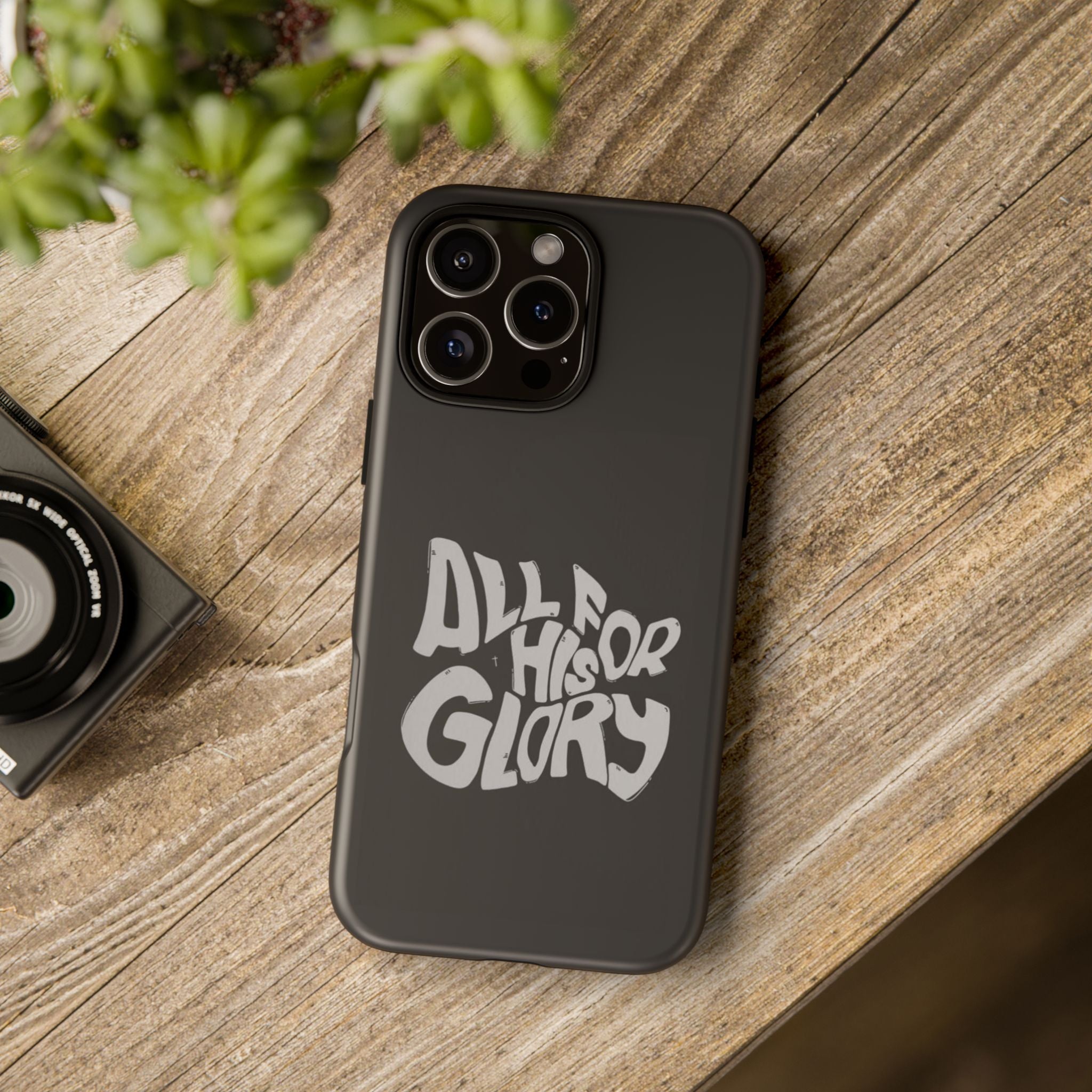 All For His Glory Phone Case — Christian Faith Script Protective Cover