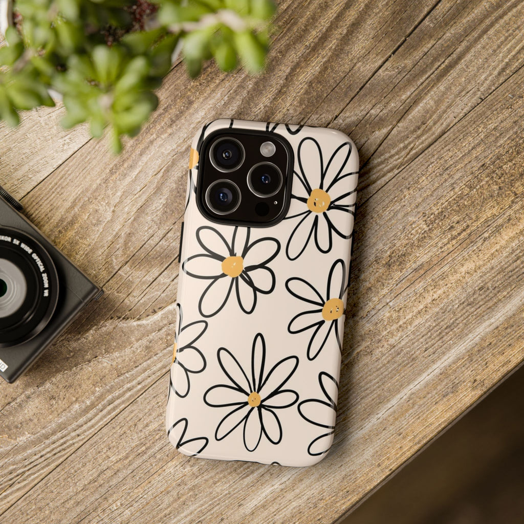 Daisy Sketch iPhone Case — Floral Protective Phone Cover