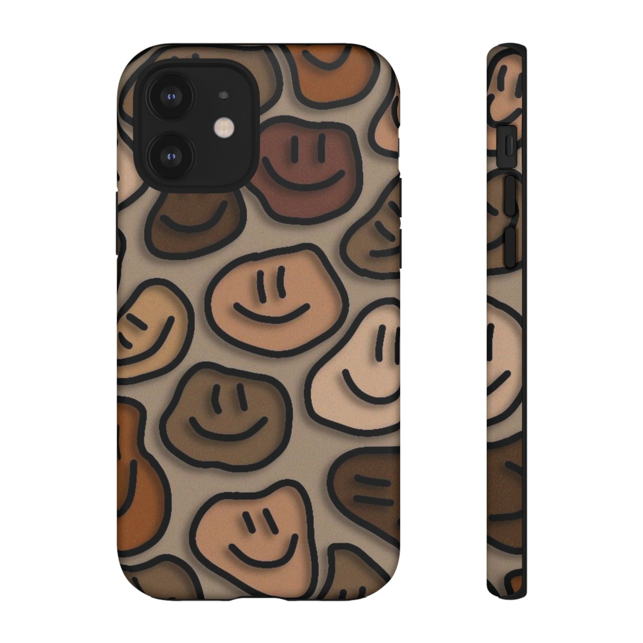 Smiley Faces iPhone Case — Neutral Brown Diverse Smiles Protective Cover