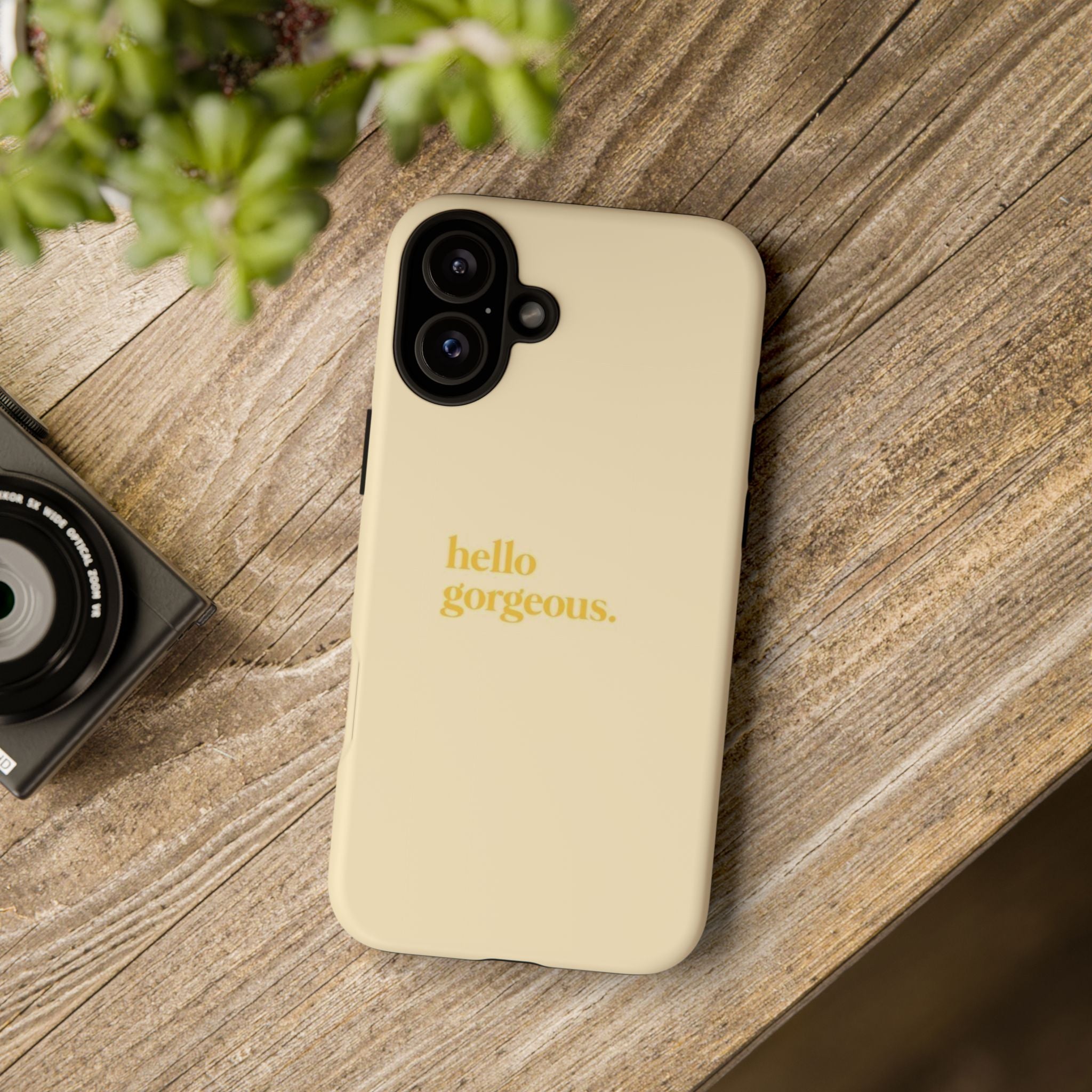 Hello Gorgeous iPhone Case — Cream Tough Protective Cover