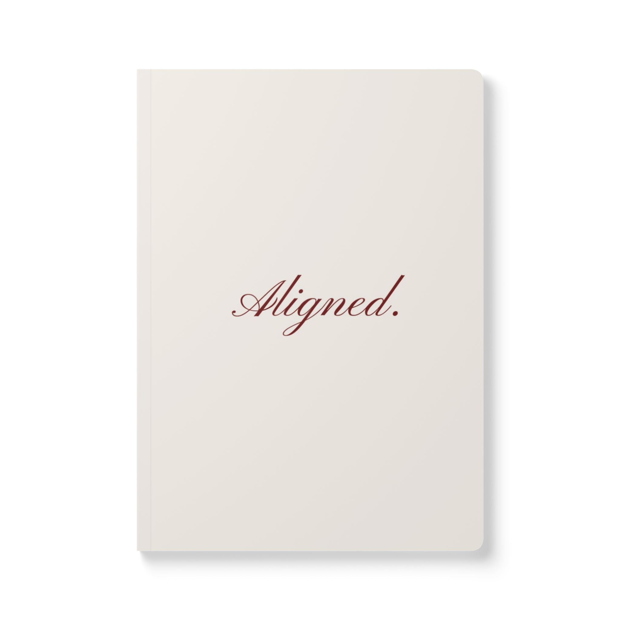 "Aligned" Softcover Journal — Minimal Motivational Notebook for Daily Planning & Reflection