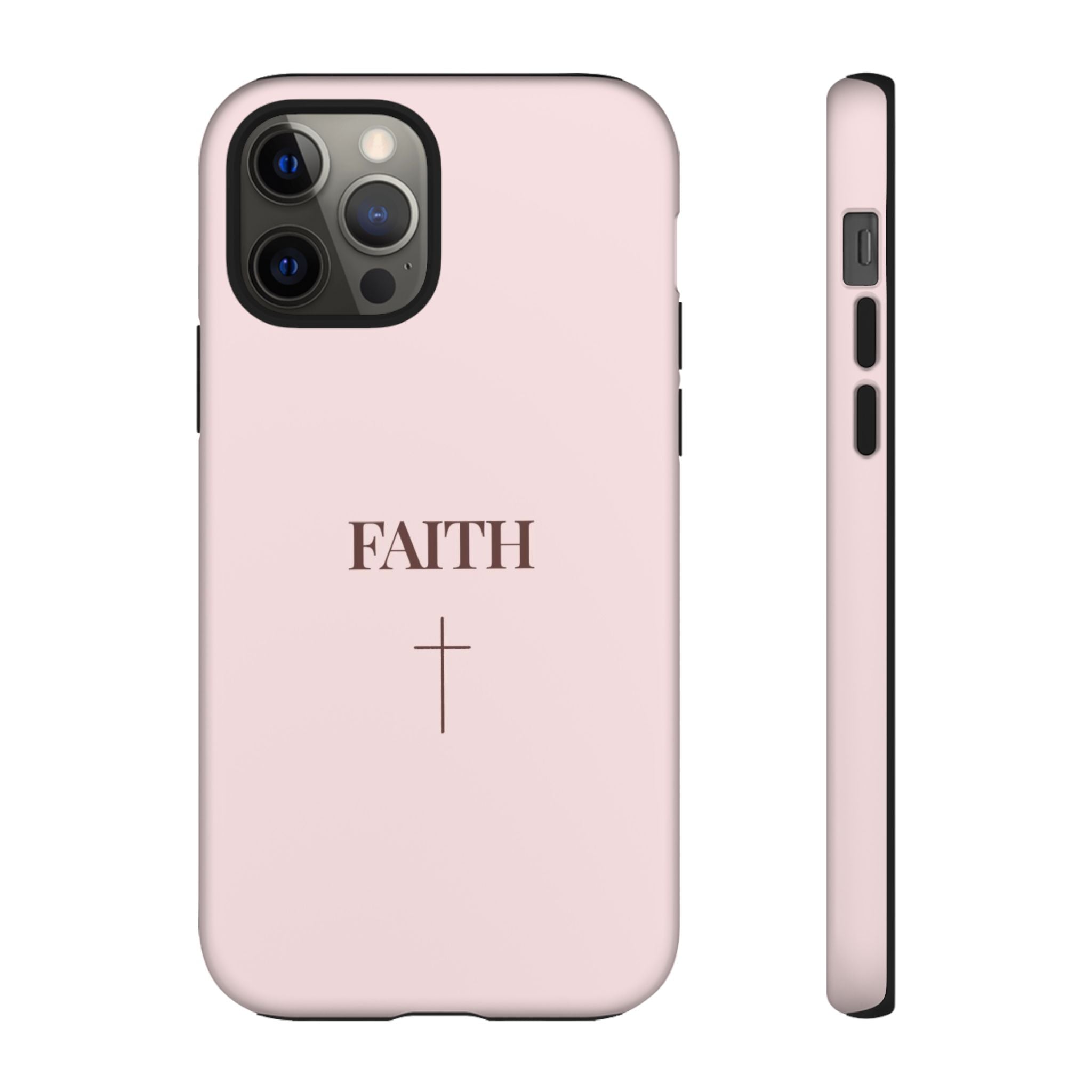 Faith Cross Tough Phone Case — Minimal Pink Christian iPhone Cover