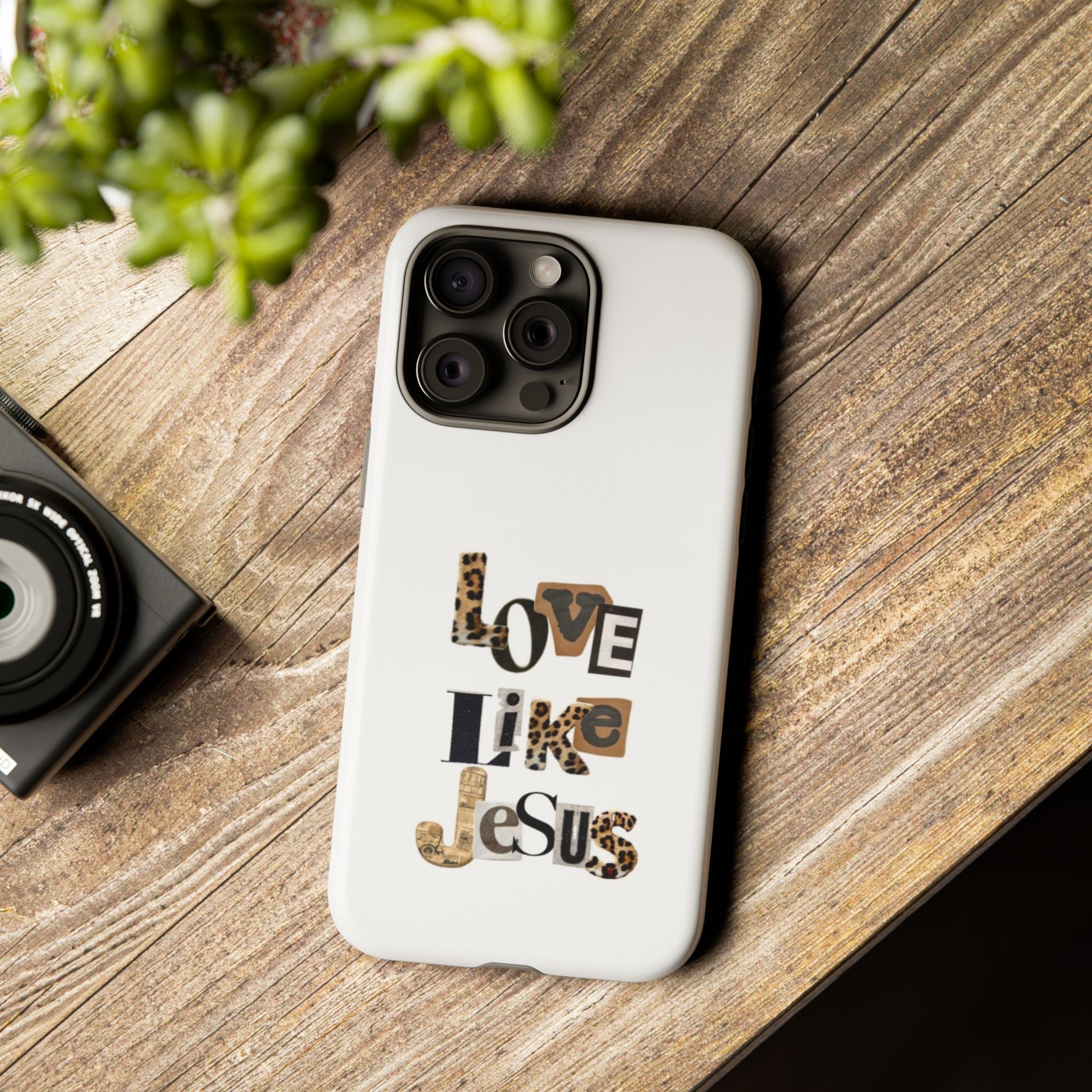 "Love Like Jesus" Leopard Print Christian Tough Phone Case