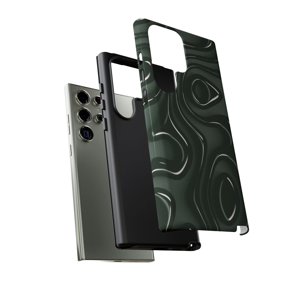 Dark Green Abstract Swirl Tough Phone Case