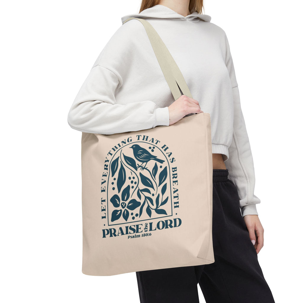 "Praise the Lord" Floral Psalm 150:6 Tote Bag