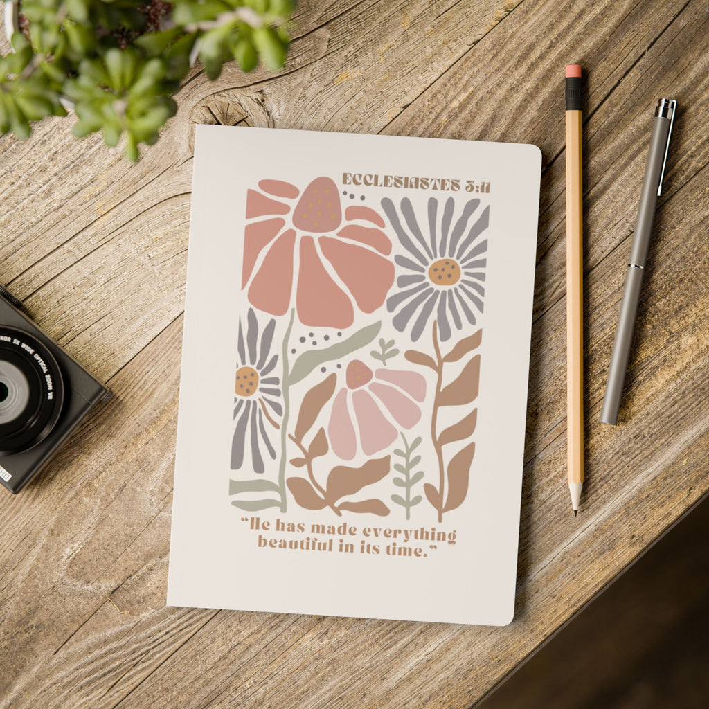 Ecclesiastes Floral Softcover Journal — "He has made everything beautiful in its time"