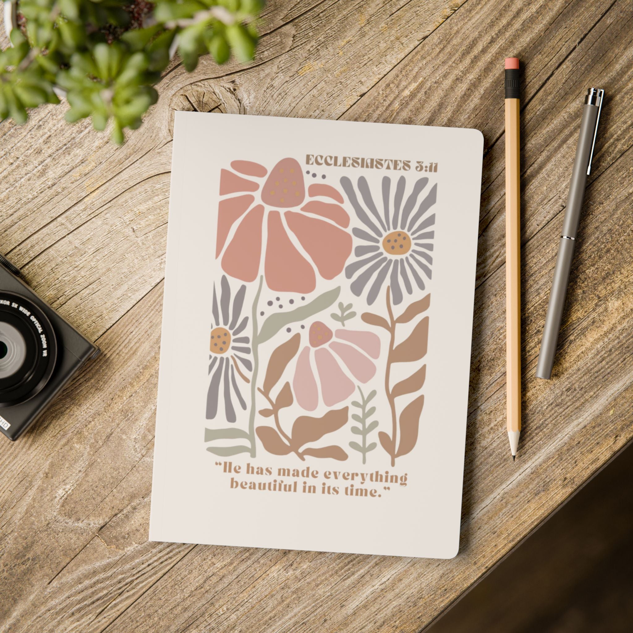 Ecclesiastes Floral Softcover Journal — "He has made everything beautiful in its time"
