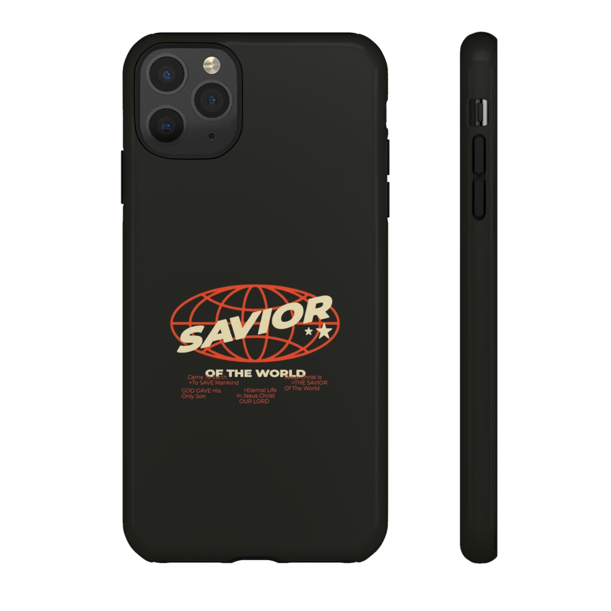 Savior of the World Black Protective Phone Case — Retro Globe Design