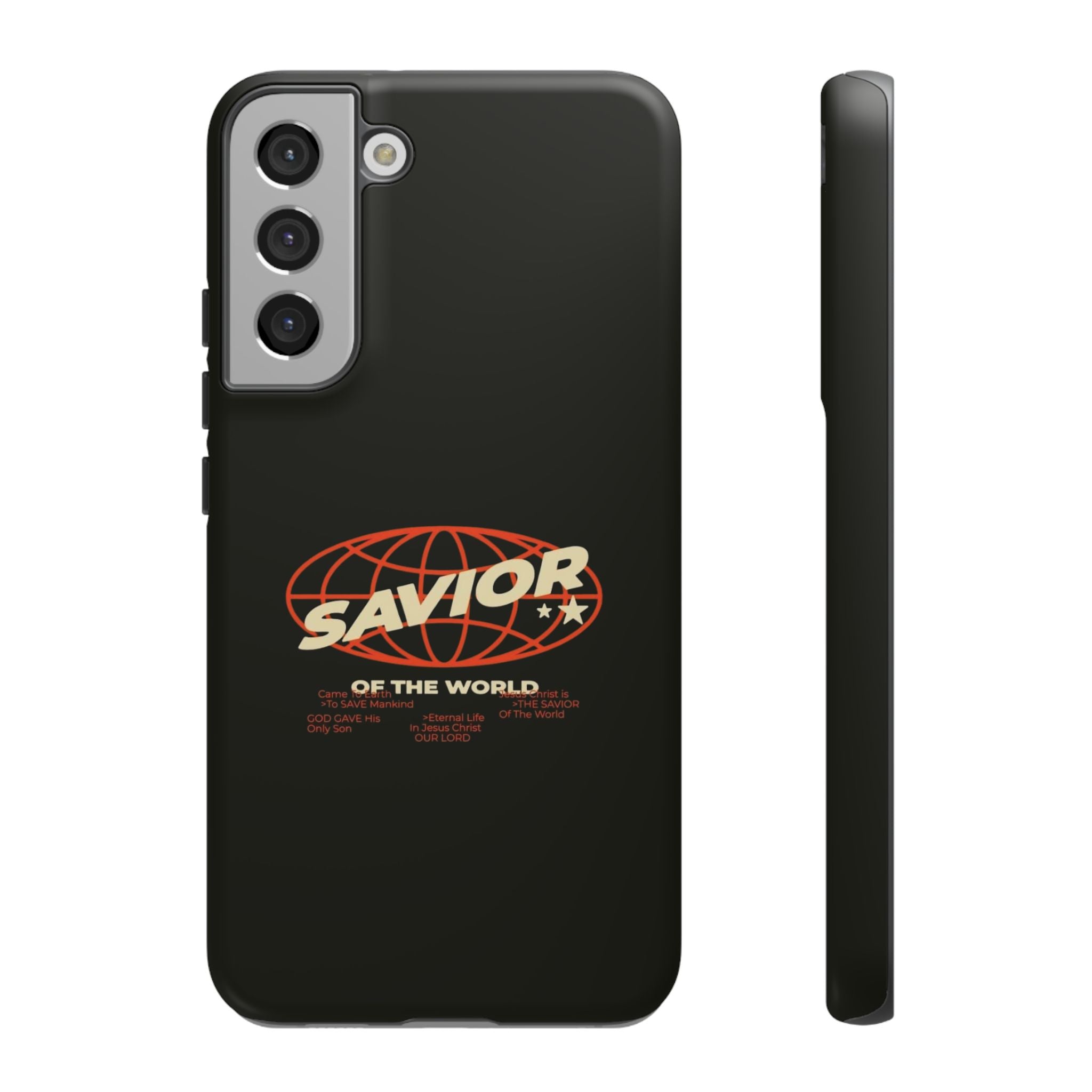 Savior of the World Black Protective Phone Case — Retro Globe Design