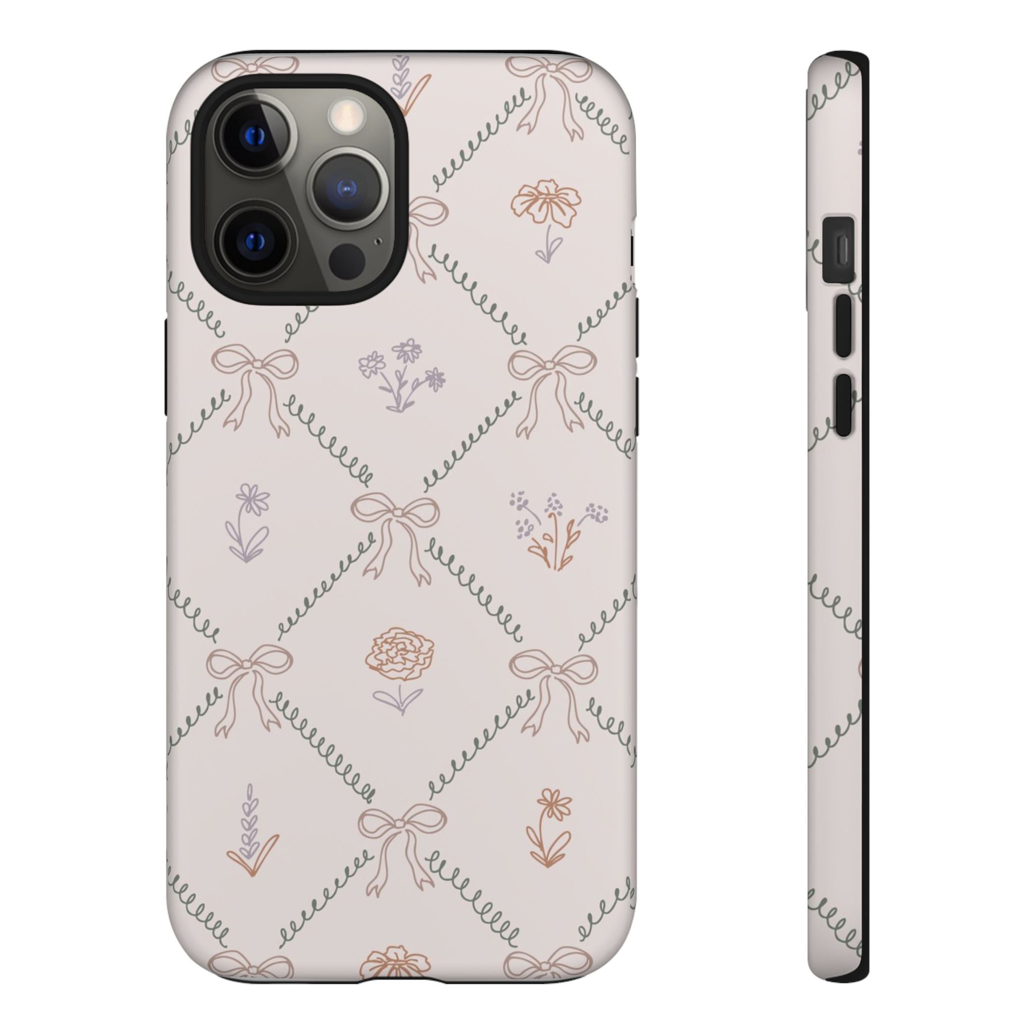 Floral Bow Pattern Tough iPhone Case