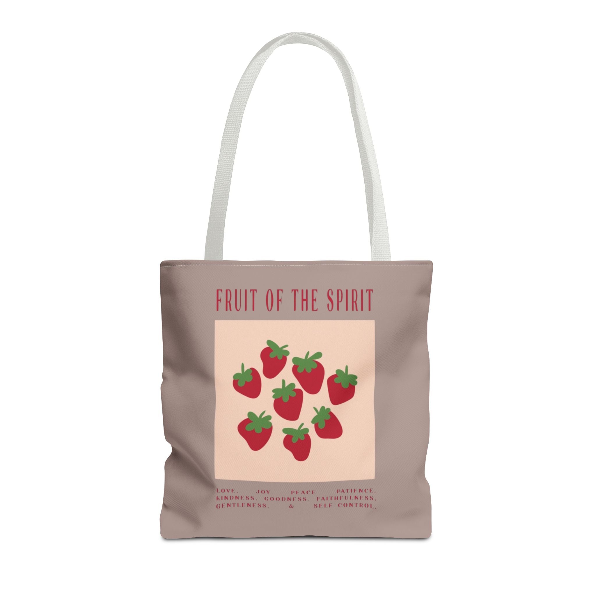Fruit of the Spirit Strawberry Tote Bag — Christian Inspirational AOP Market Tote