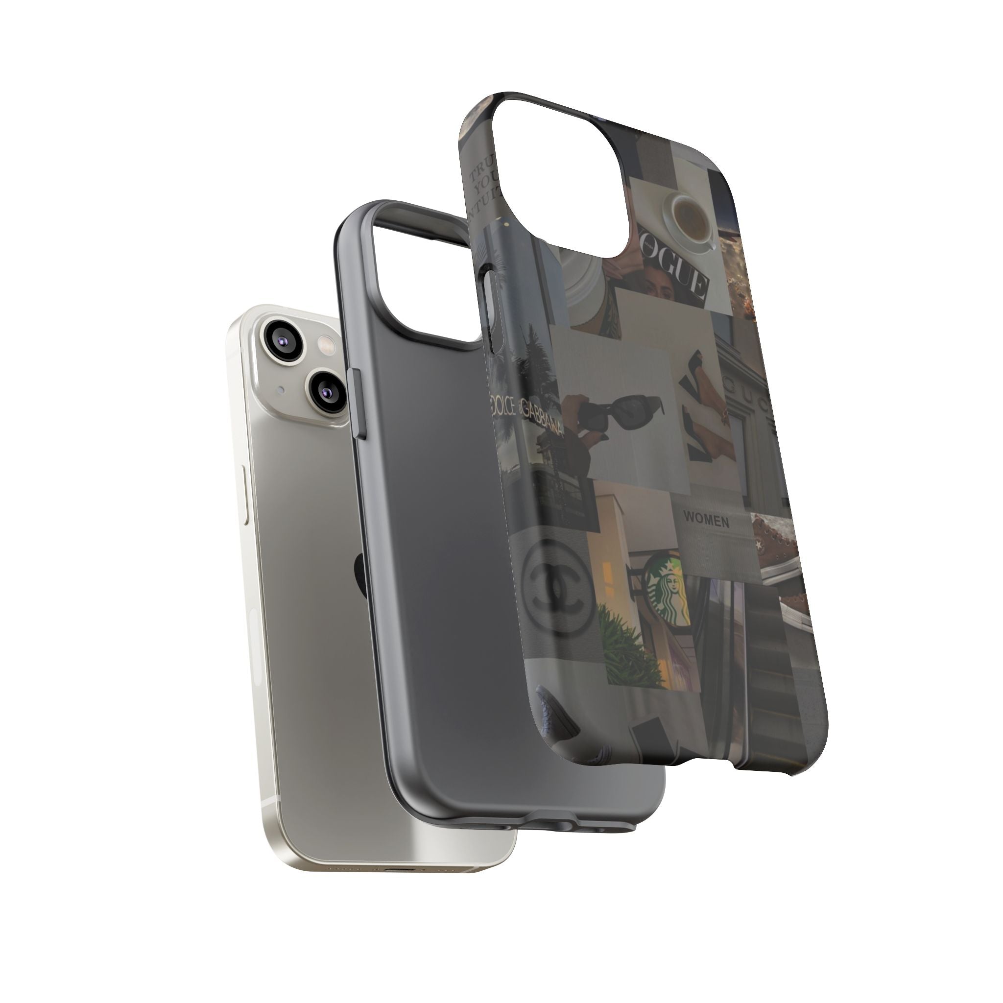 Collage Aesthetic Tough iPhone Case — Chic Cafe & Fashion Mood Board