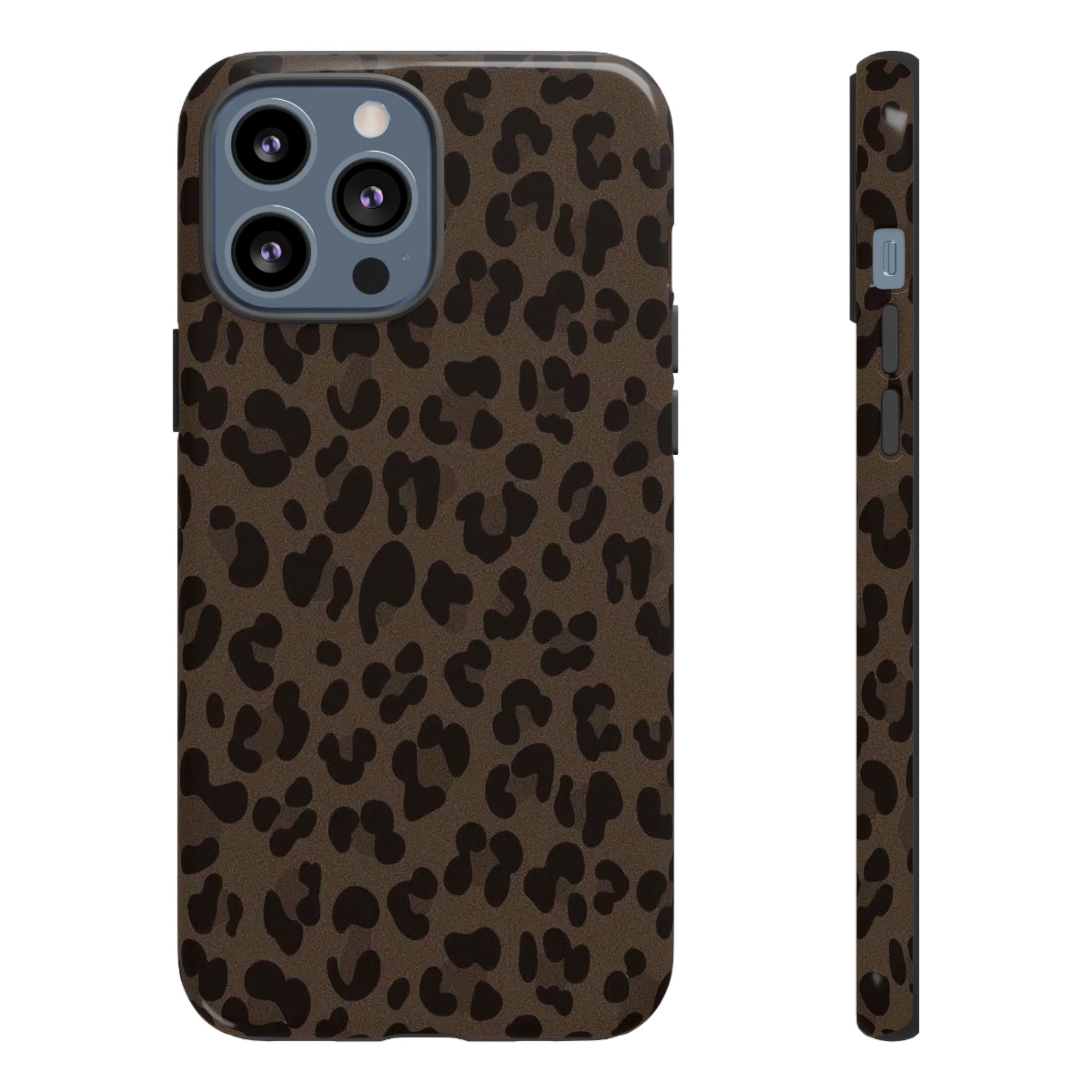 Leopard Print Tough iPhone Case — Durable Brown Animal Pattern Protective Cover