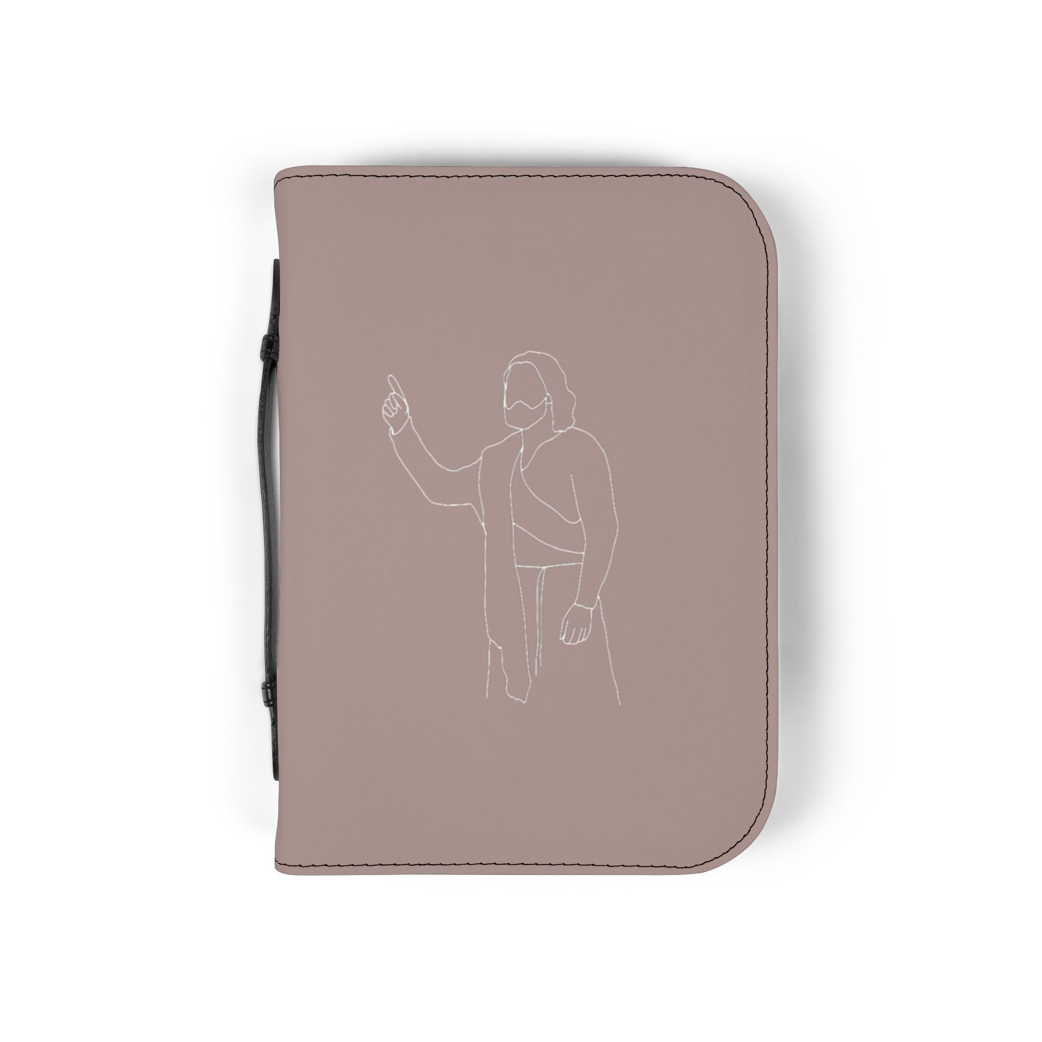 Minimalist Jesus Outline Bible Cover — Zippered Leatherette Bible Case for Women & Men