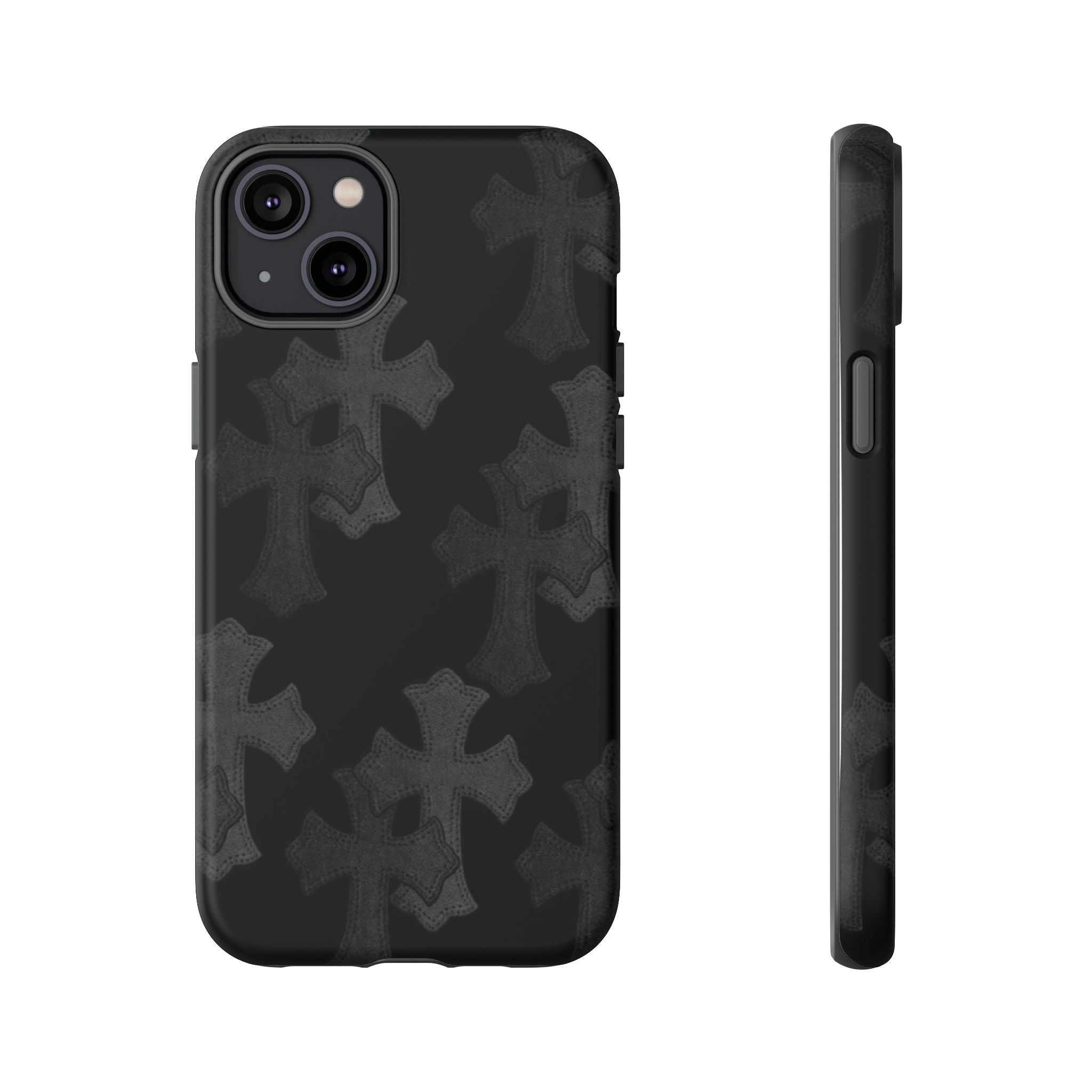 Black Cross Pattern Tough iPhone Case — Gothic Protective iPhone Cover