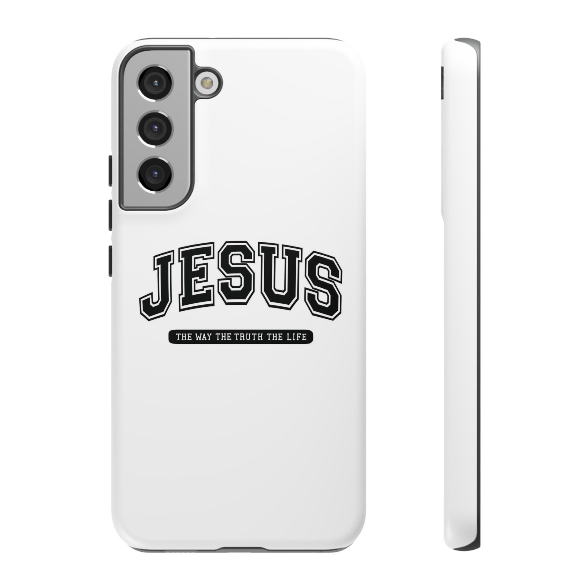 Jesus varsity phone case — 'Jesus: The Way The Truth The Life' tough protective cover