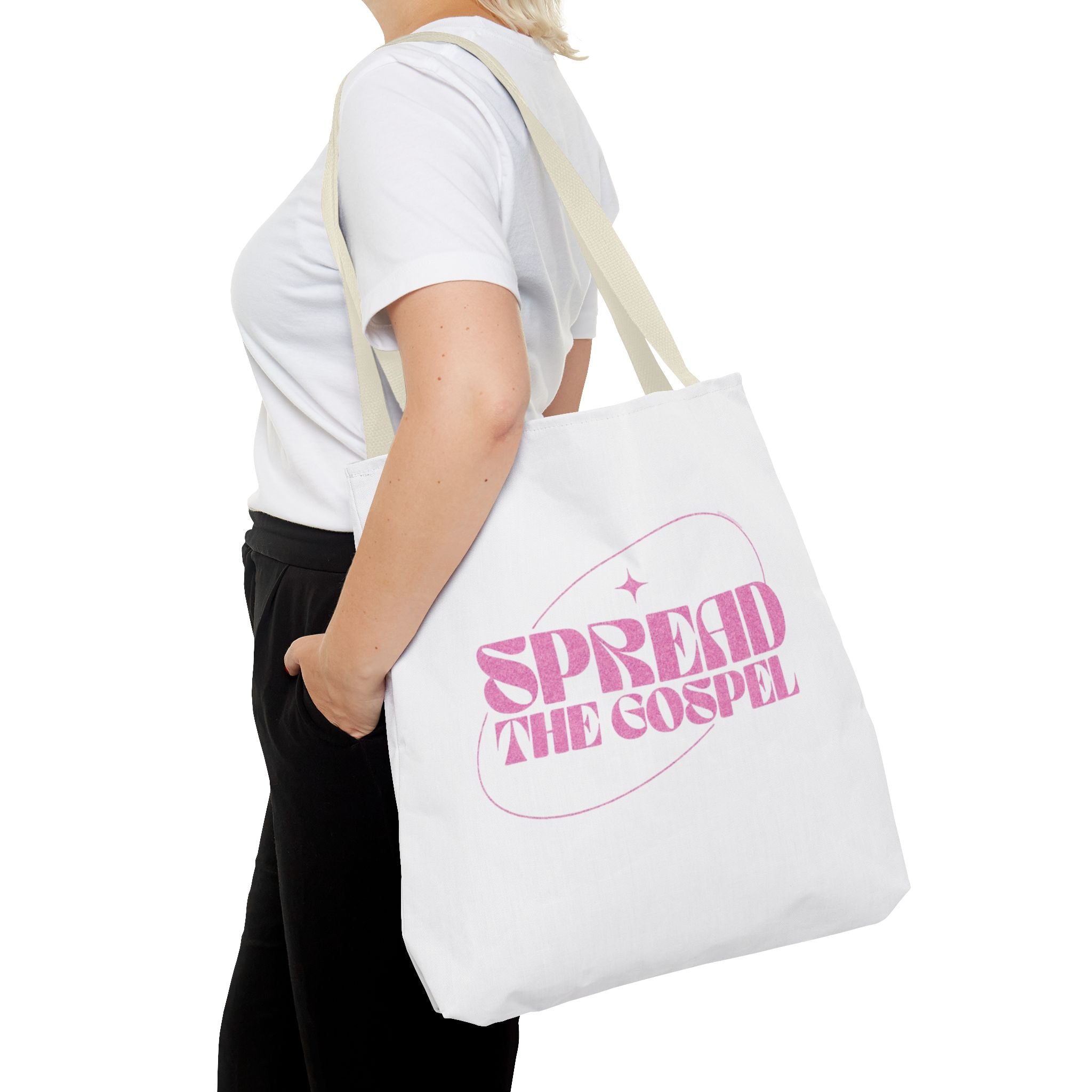 Spread the Gospel Tote Bag — Pink Retro Canvas Tote