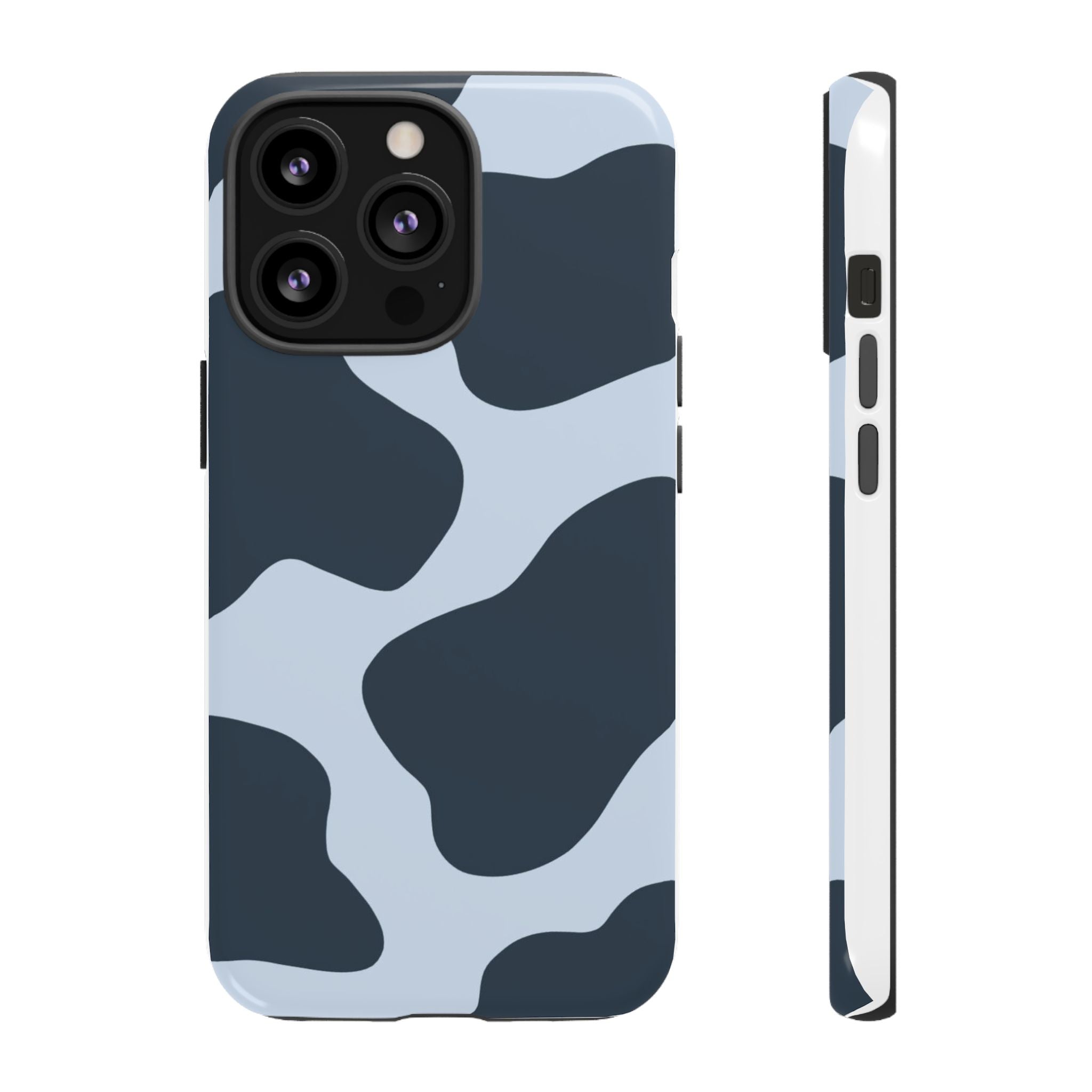 Cow Print Tough iPhone Case — Blue Black Abstract Pattern