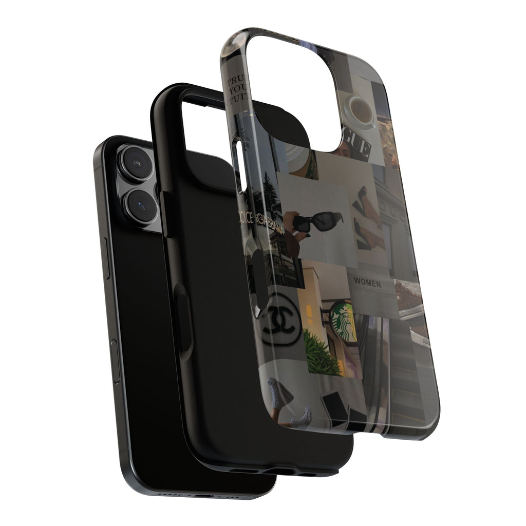 Collage Aesthetic Tough iPhone Case — Chic Cafe & Fashion Mood Board