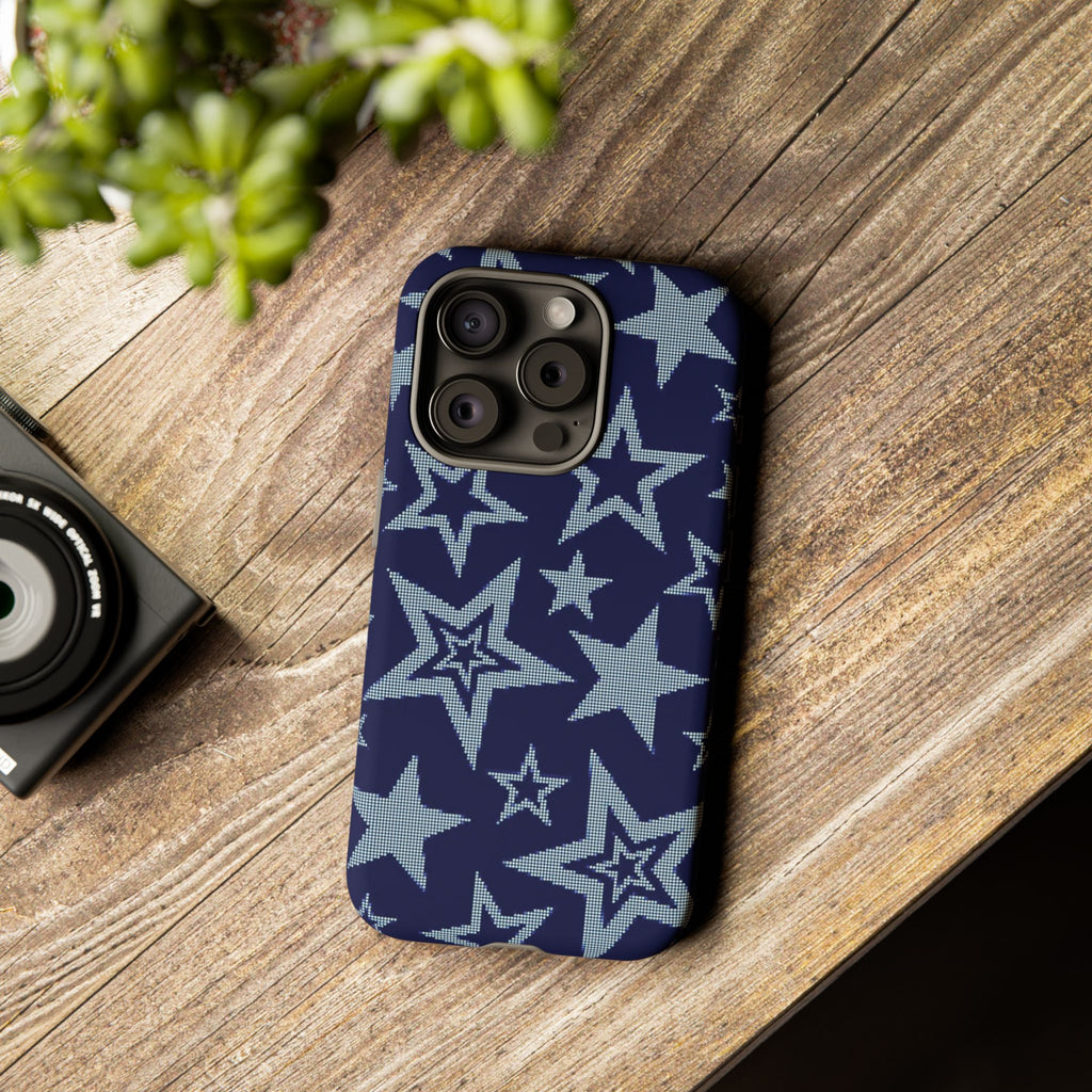 Navy Star Pattern Tough iPhone Case