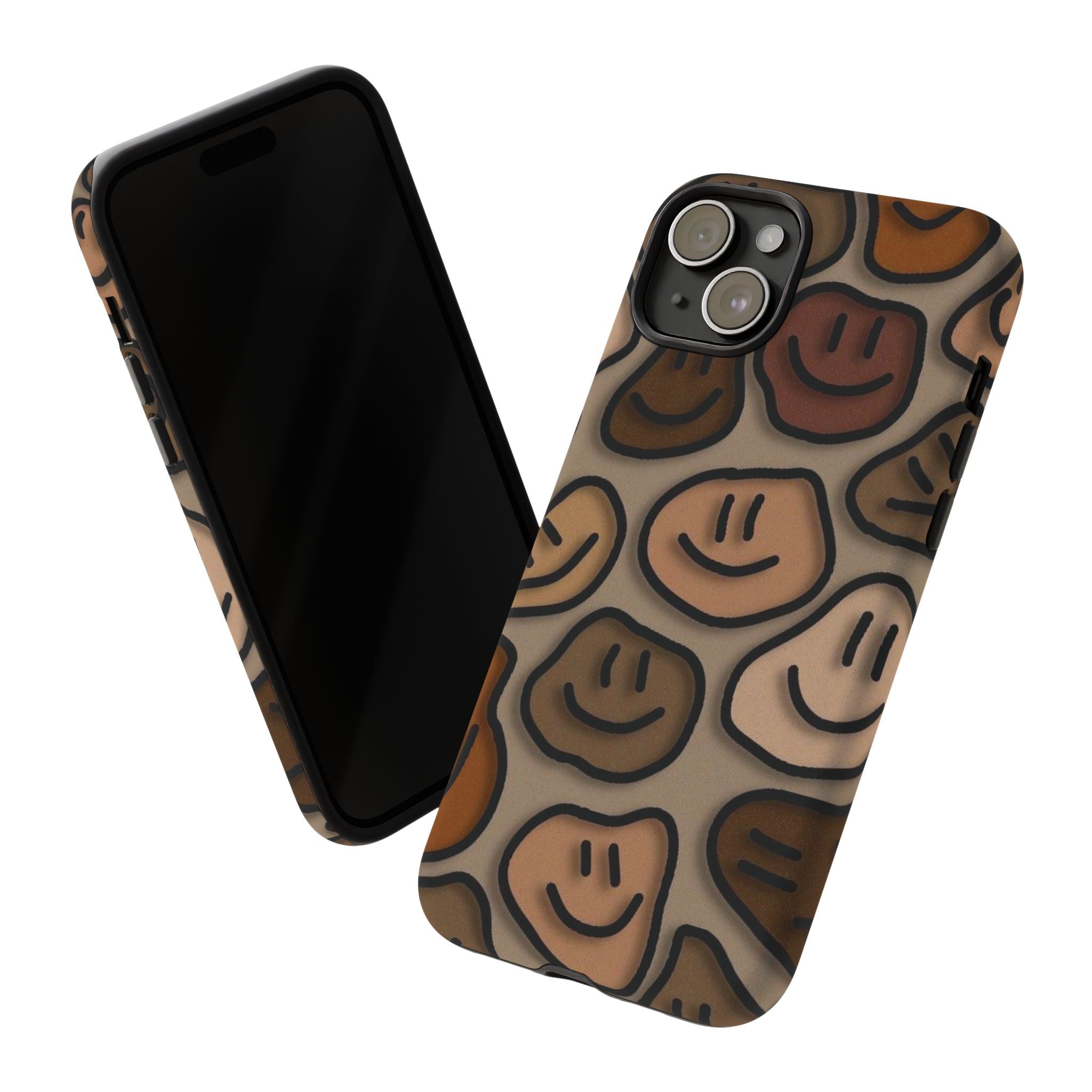 Smiley Faces iPhone Case — Neutral Brown Diverse Smiles Protective Cover