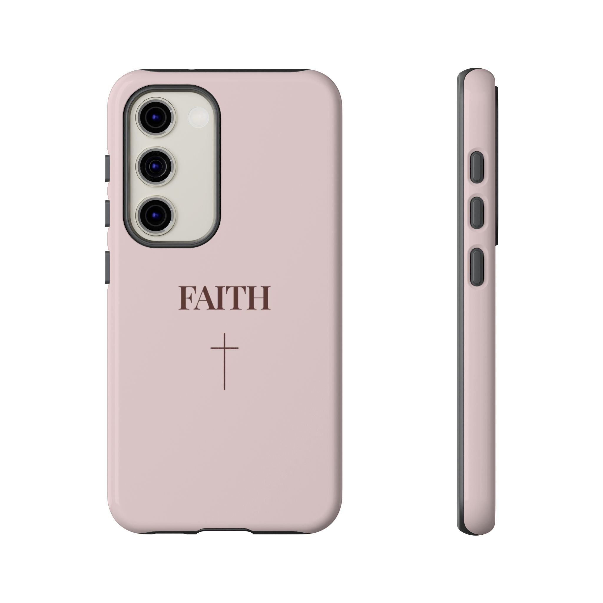 Faith Cross Tough Phone Case — Minimal Pink Christian iPhone Cover