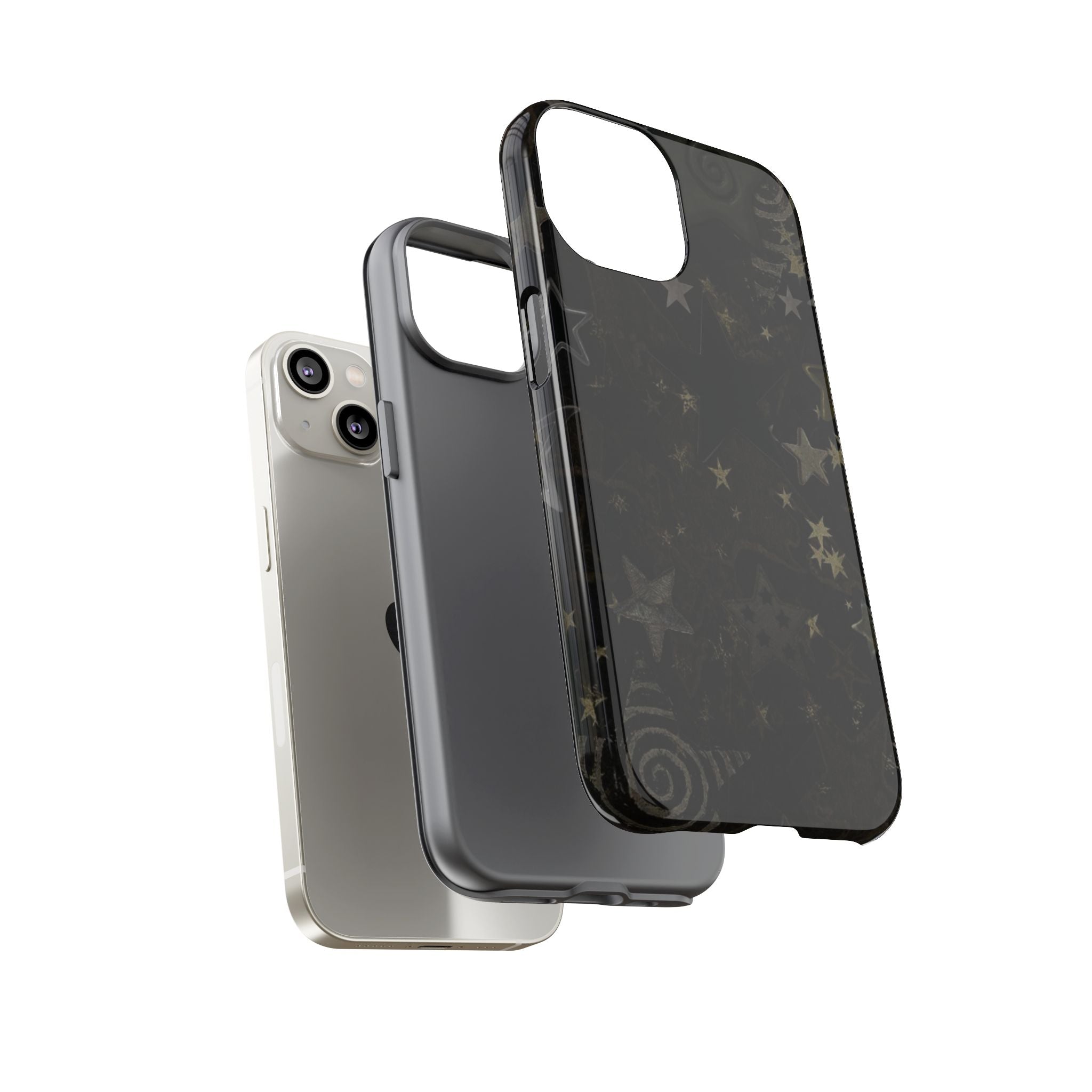 Black Starry iPhone Case – Protective Tough Case with Subtle Galaxy Pattern