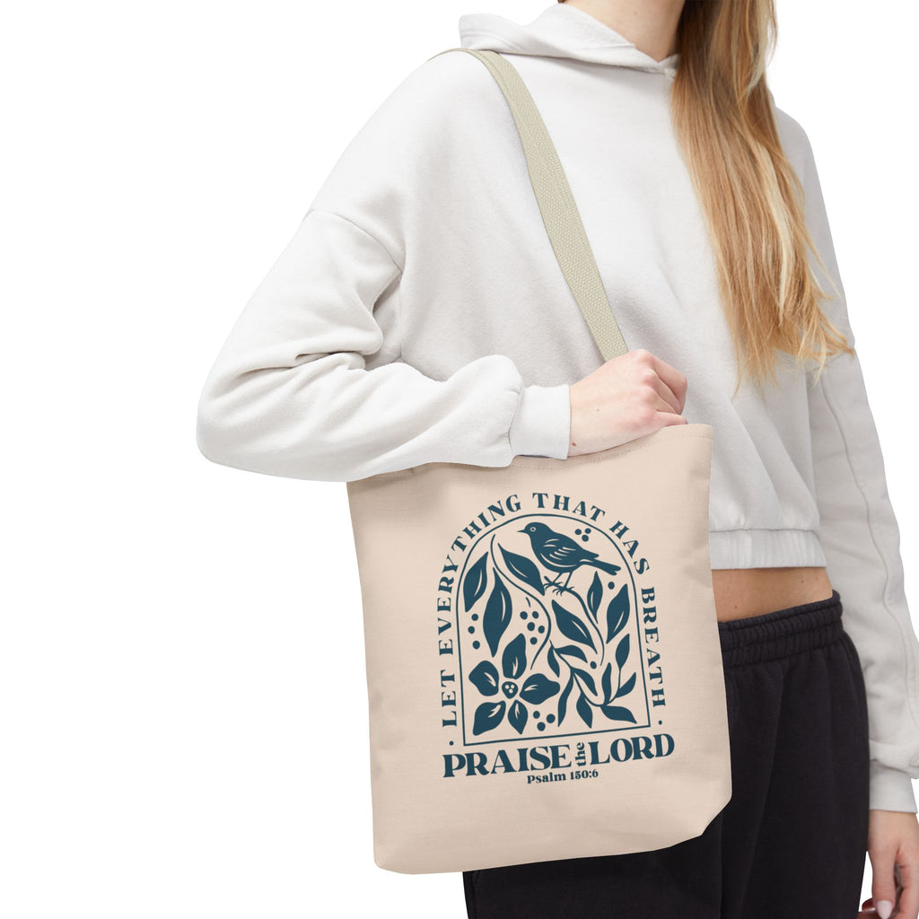 "Praise the Lord" Floral Psalm 150:6 Tote Bag