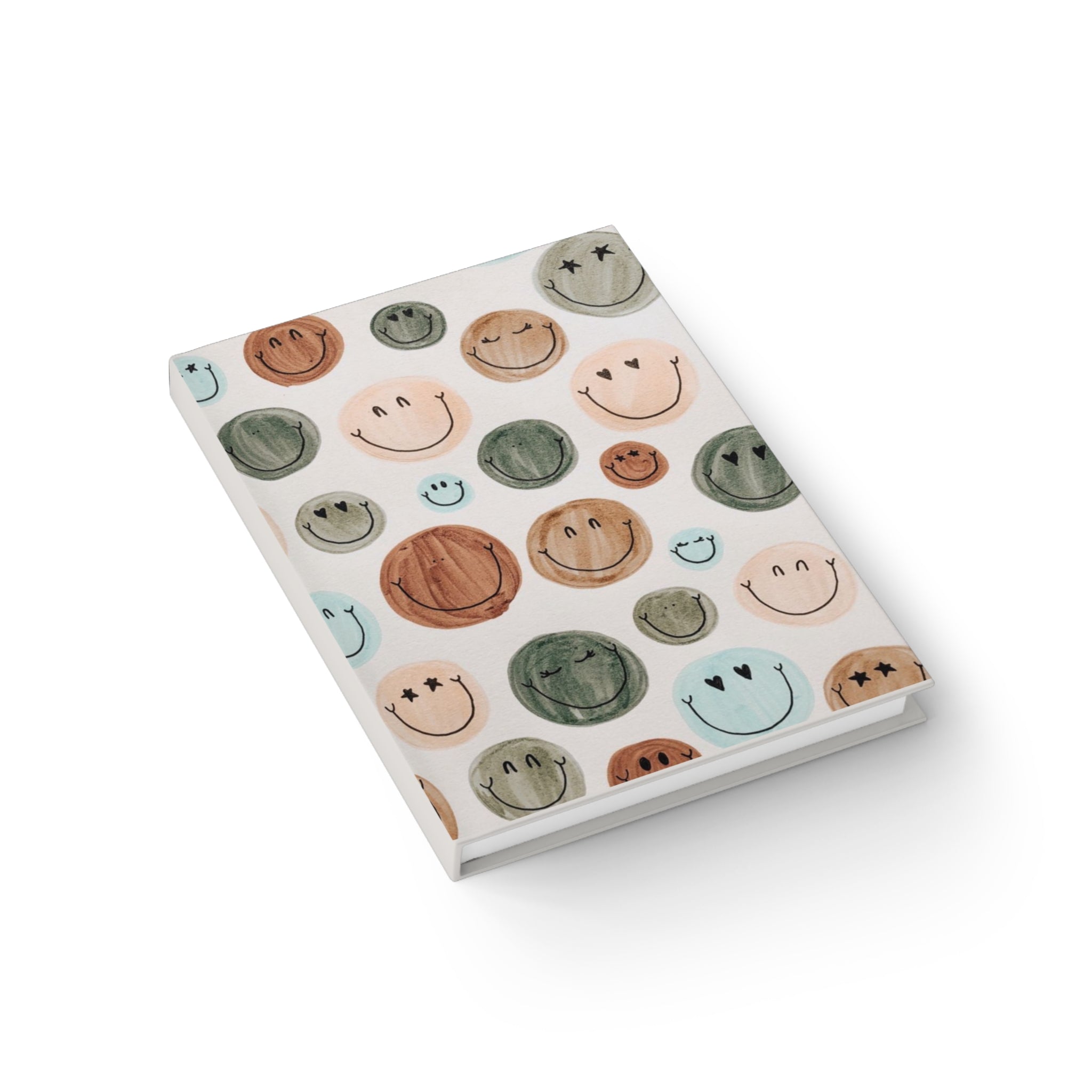 Hardcover Smiley Faces Ruled Journal — Cute Watercolor Dots Notebook for Notes & Gratitude