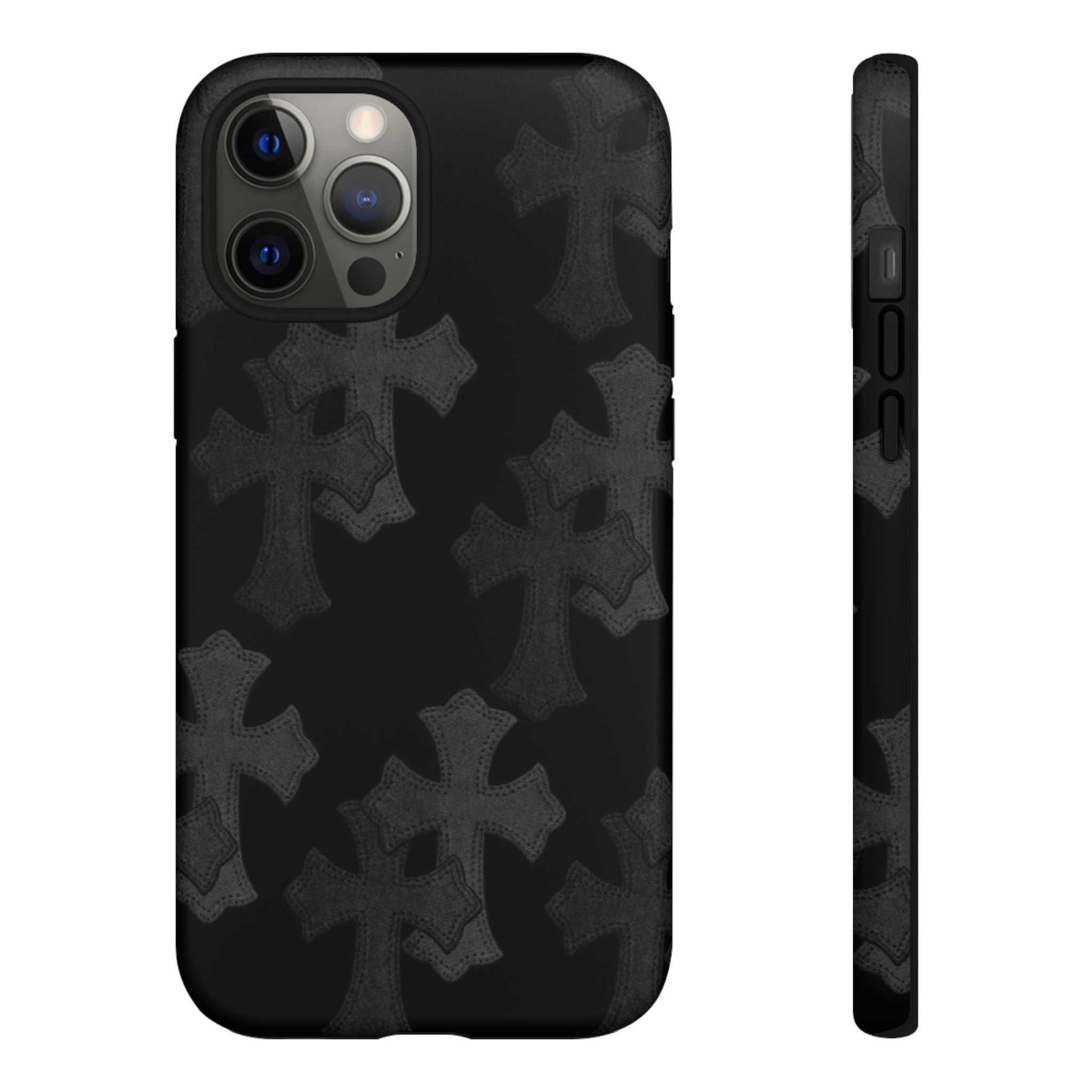 Black Cross Pattern Tough iPhone Case — Gothic Protective iPhone Cover