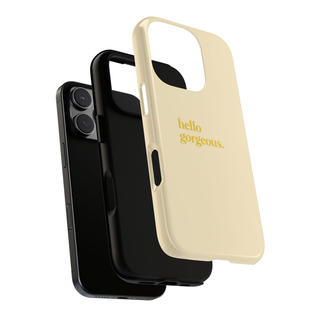 Hello Gorgeous iPhone Case — Cream Tough Protective Cover