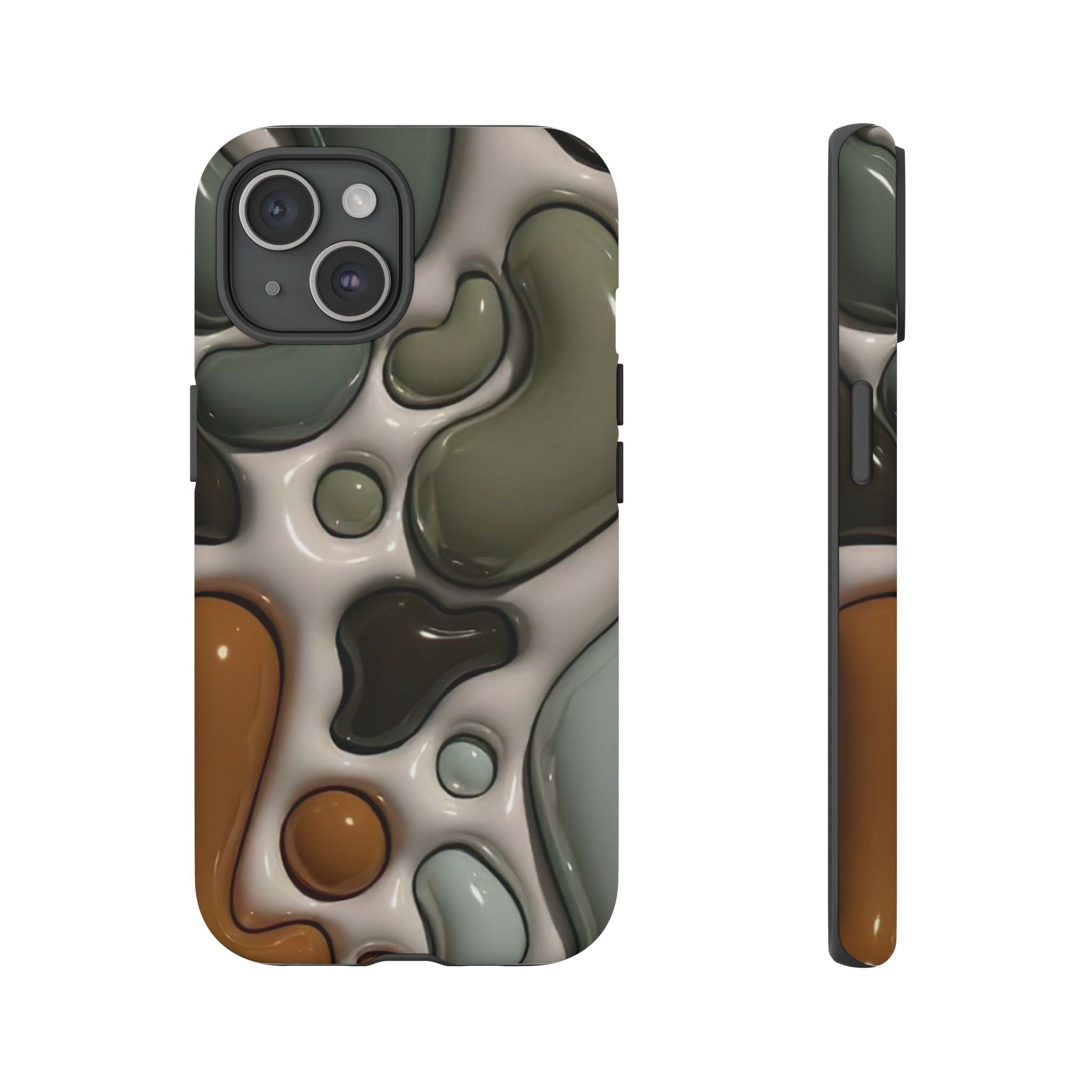 Abstract Pebble Pattern iPhone Case — Modern Organic Camouflage Tough Case