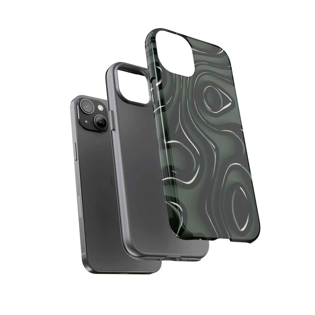 Dark Green Abstract Swirl Tough Phone Case