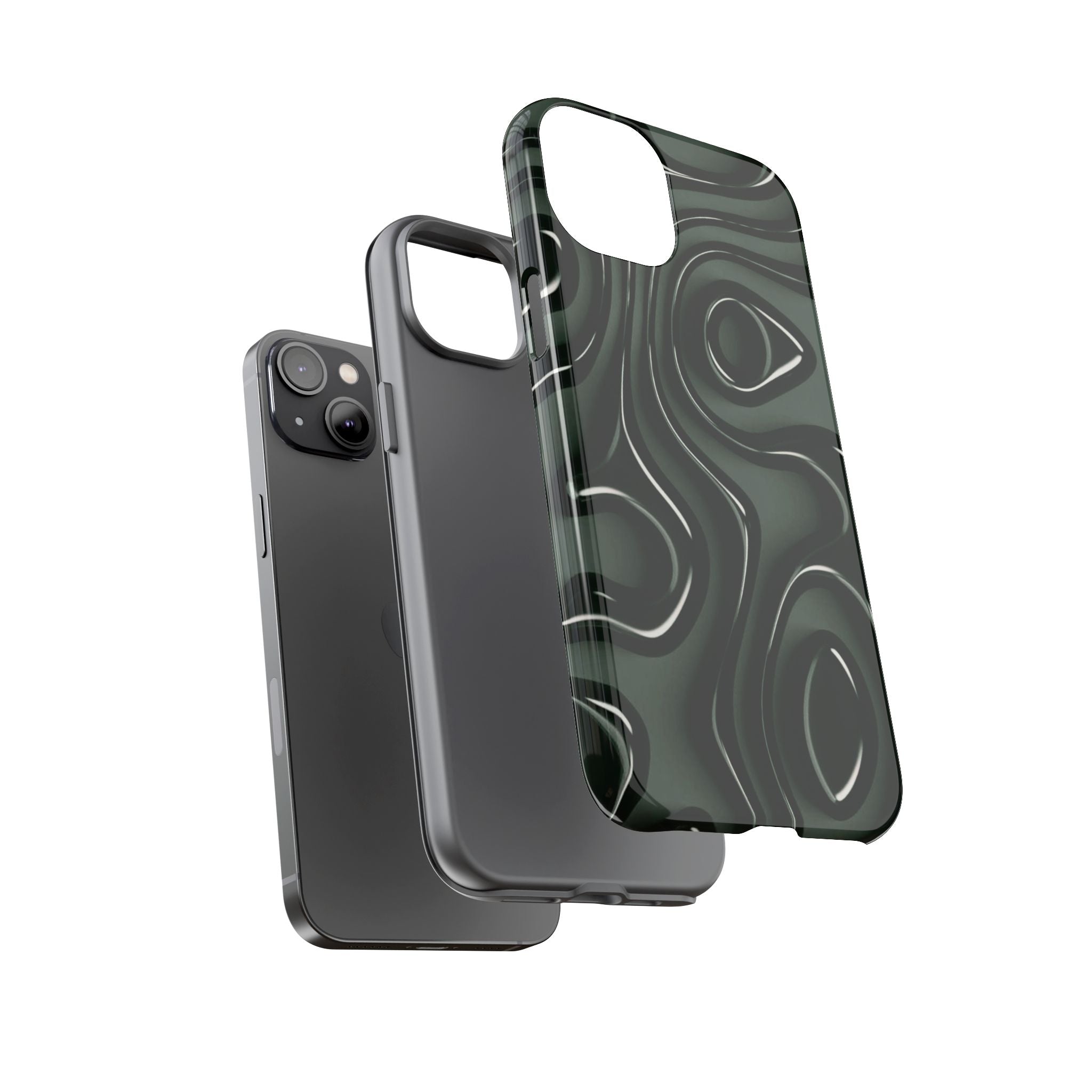 Dark Green Abstract Swirl Tough Phone Case