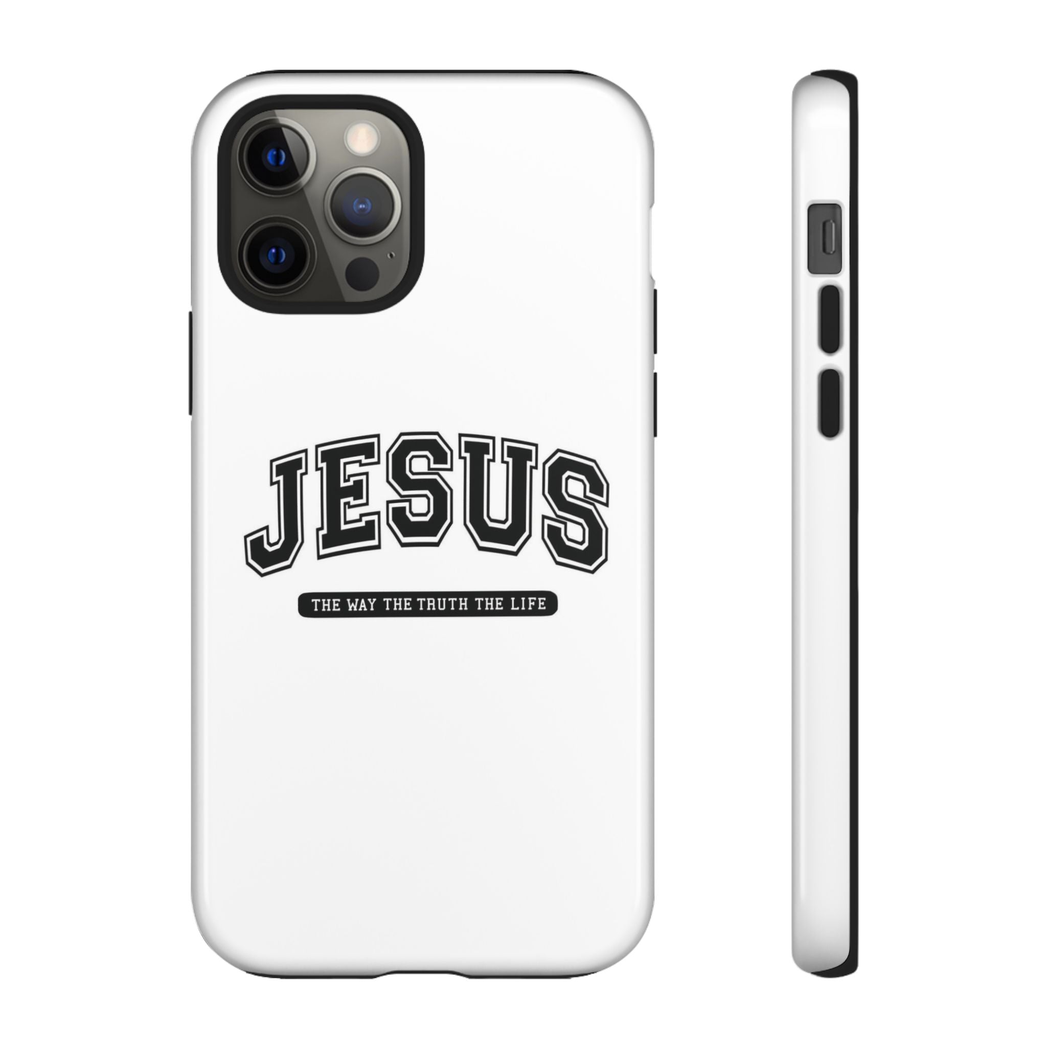 Jesus varsity phone case — 'Jesus: The Way The Truth The Life' tough protective cover