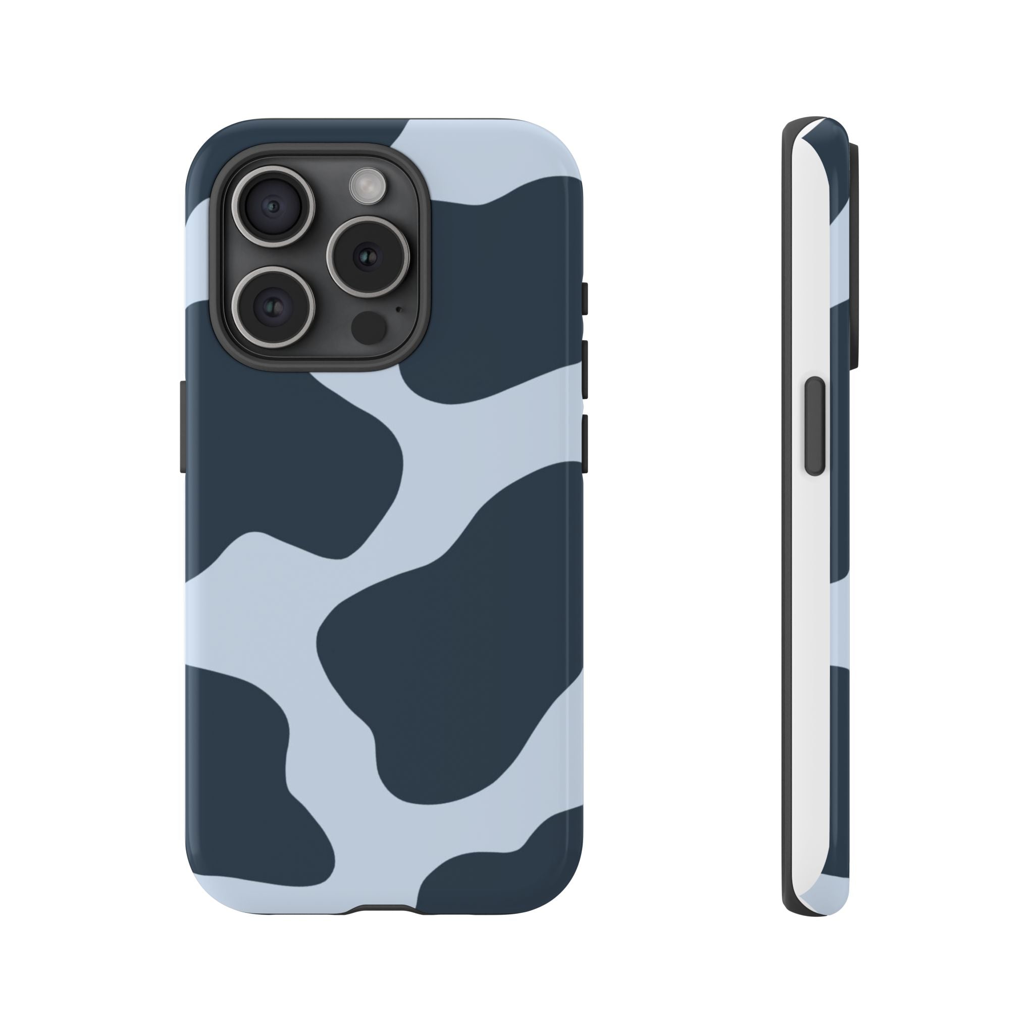 Cow Print Tough iPhone Case — Blue Black Abstract Pattern