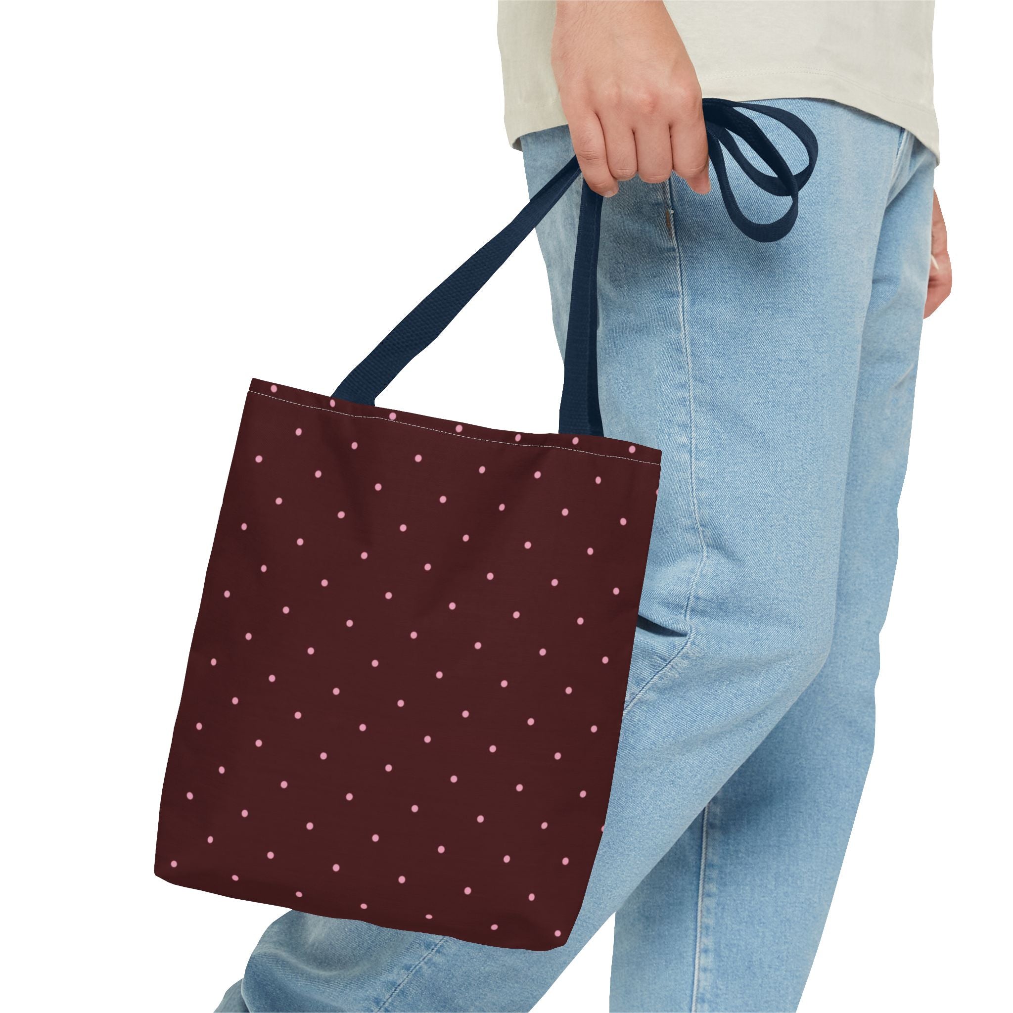 Burgundy Polka Dot Tote Bag