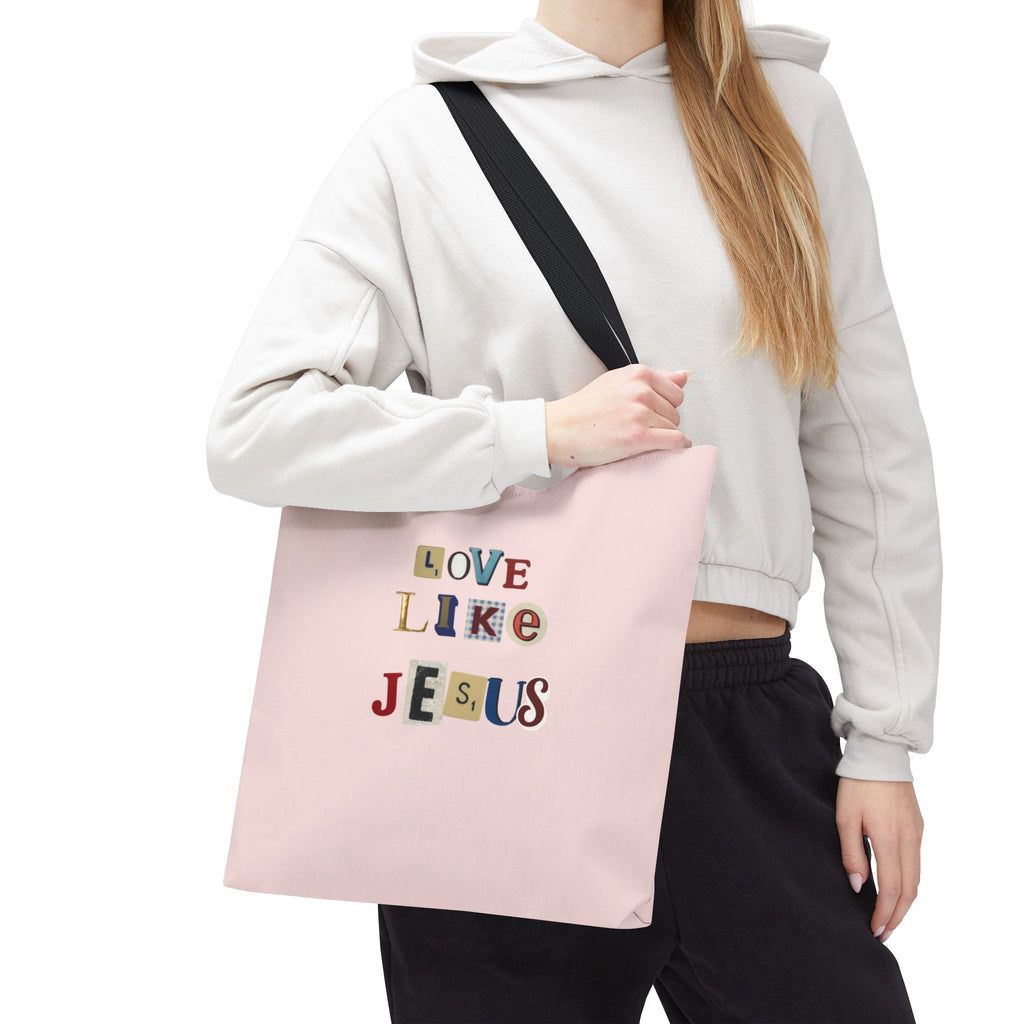 Love Like Jesus Tote Bag — Christian Inspirational Pink Everyday Tote