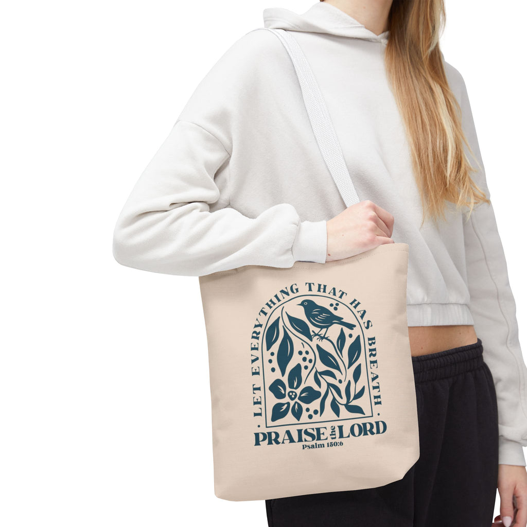 "Praise the Lord" Floral Psalm 150:6 Tote Bag