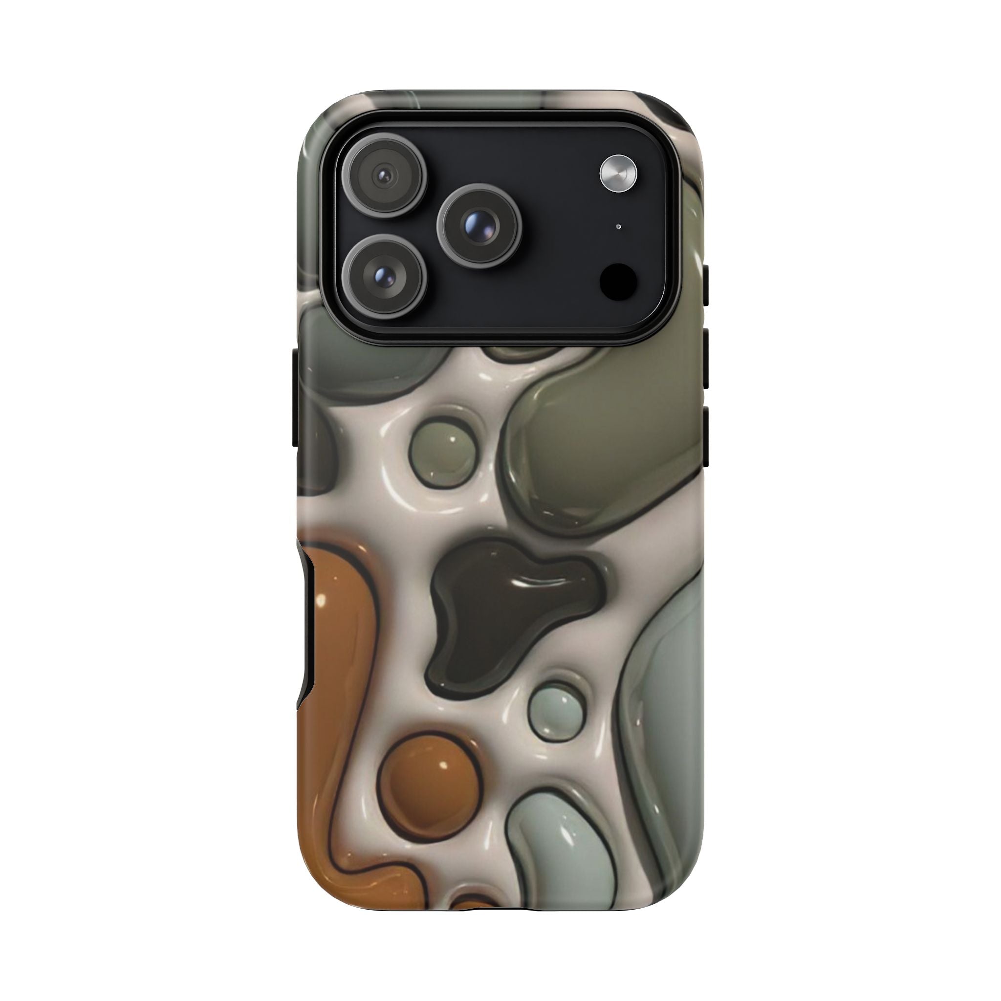 Abstract Pebble Pattern iPhone Case — Modern Organic Camouflage Tough Case