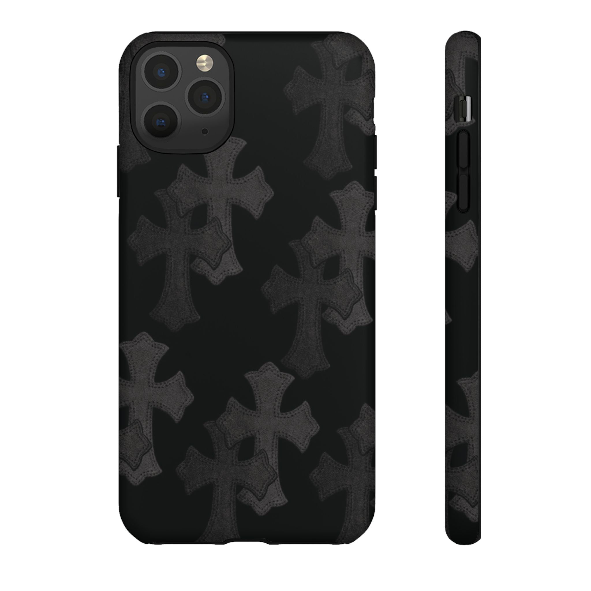 Black Cross Pattern Tough iPhone Case — Gothic Protective iPhone Cover