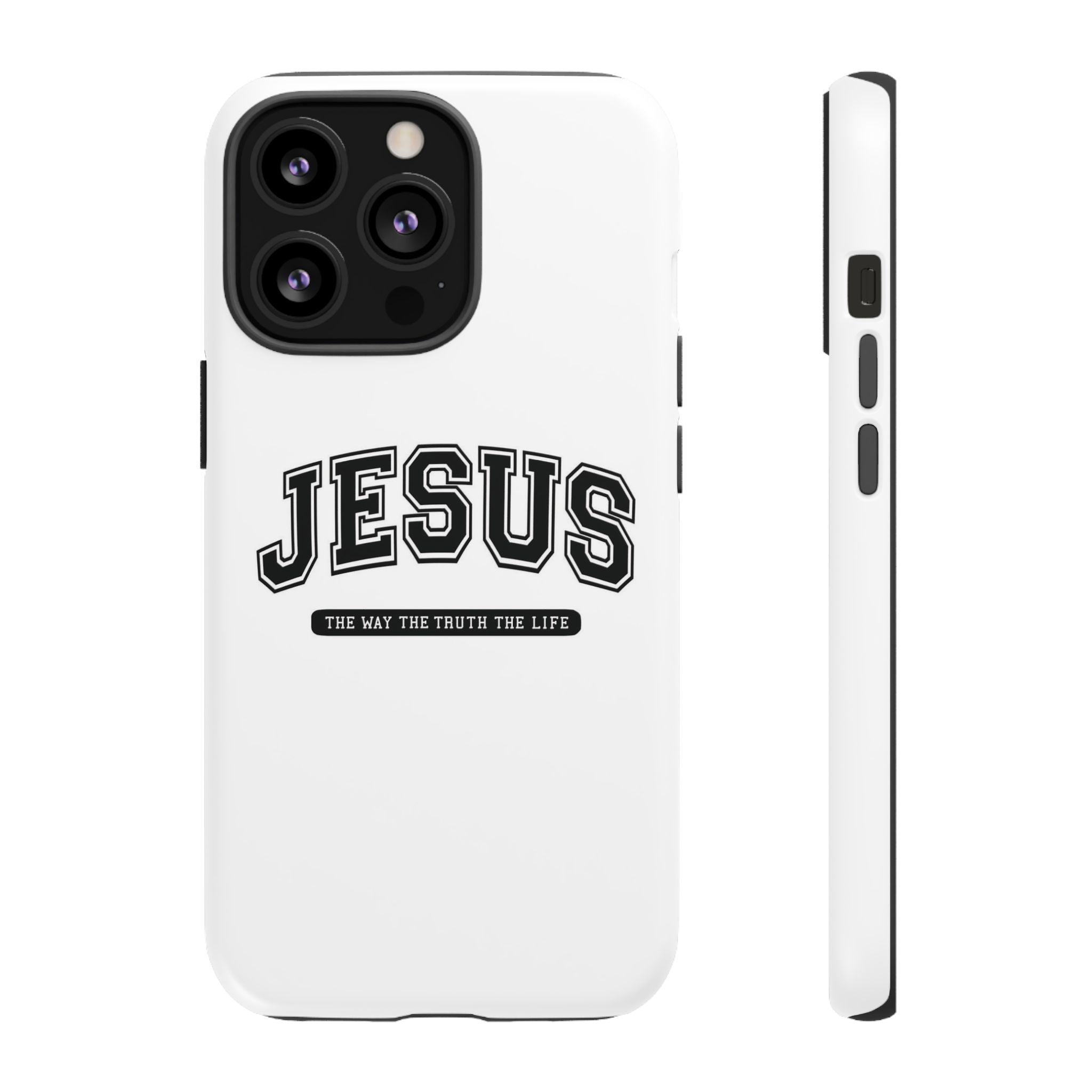 Jesus varsity phone case — 'Jesus: The Way The Truth The Life' tough protective cover