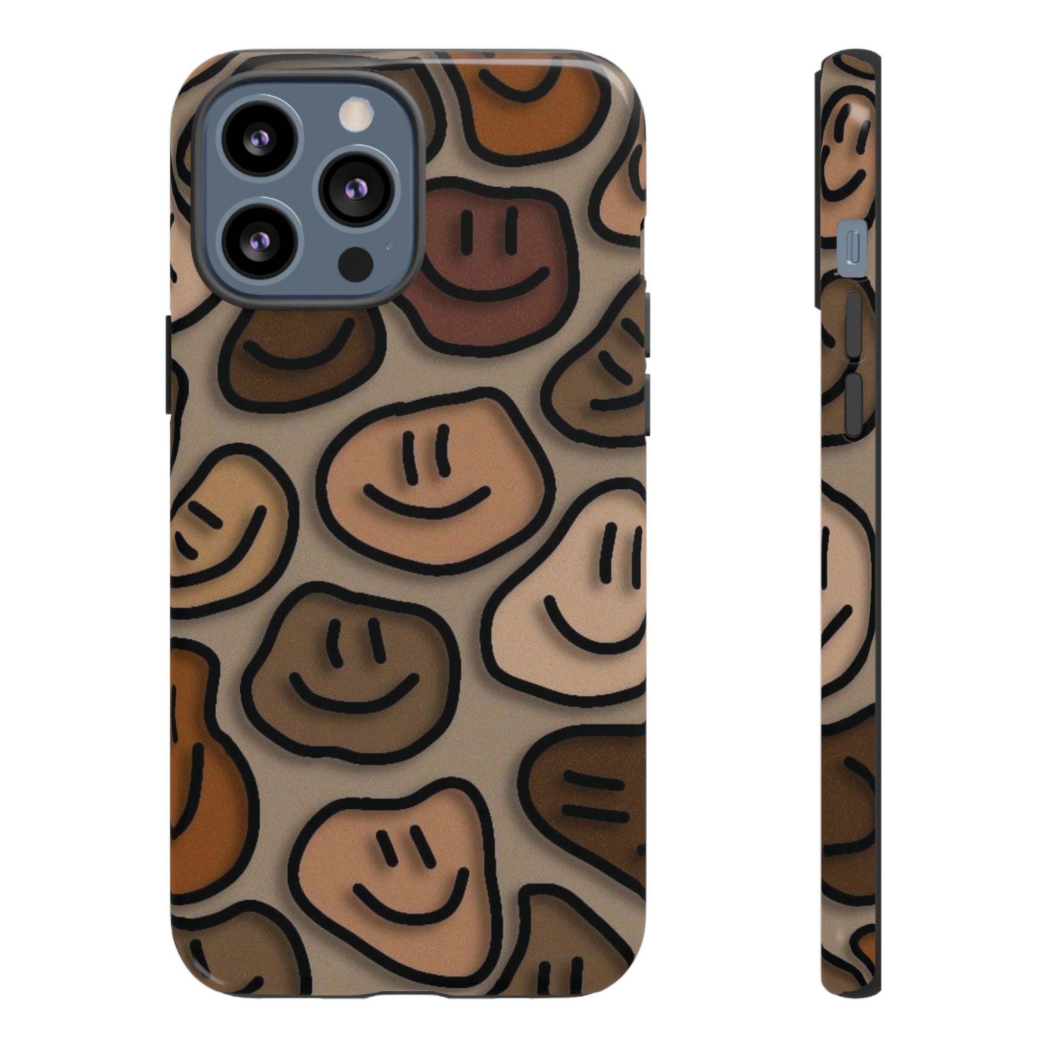 Smiley Faces iPhone Case — Neutral Brown Diverse Smiles Protective Cover