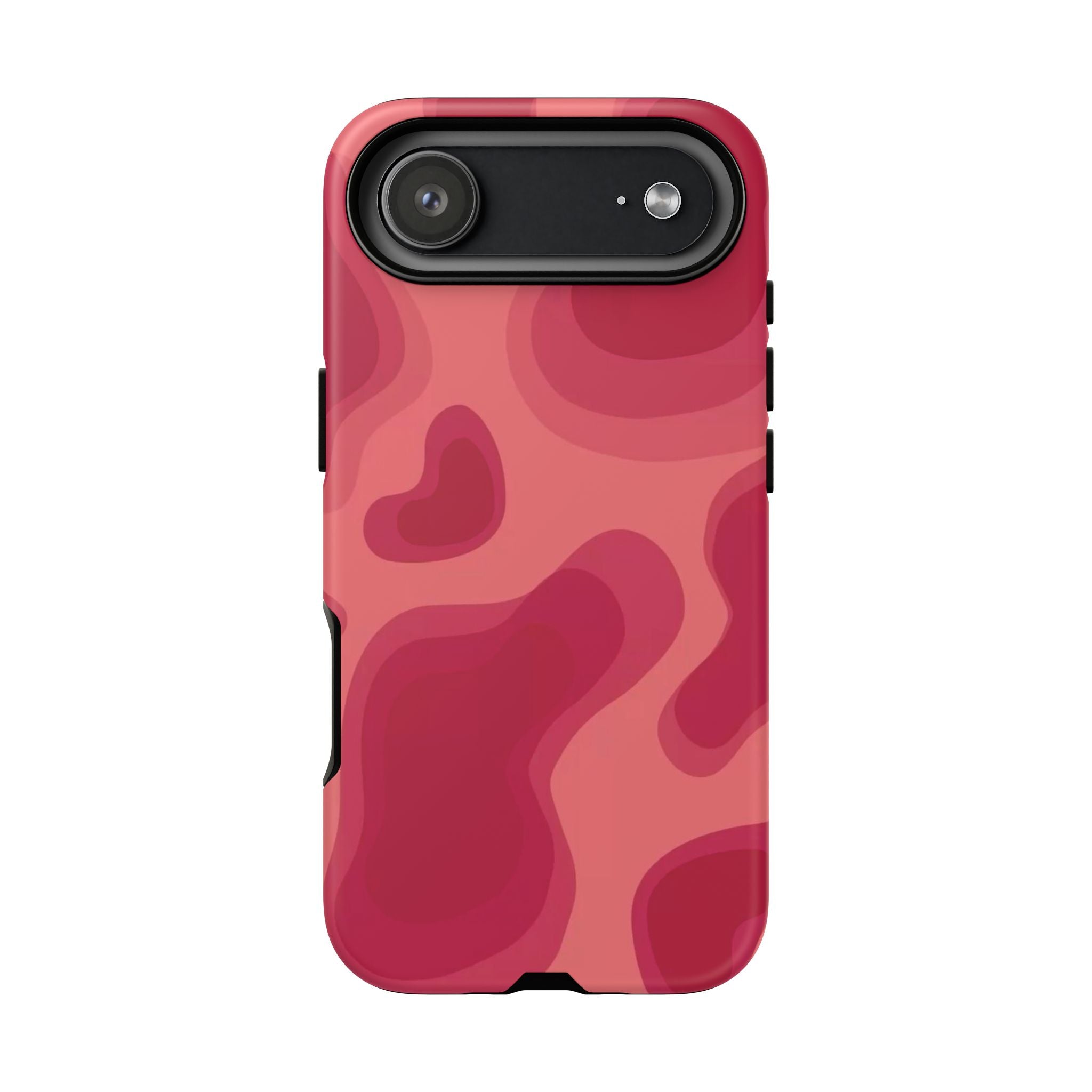 Red Pink Camo iPhone Case — Abstract Heart Pattern Tough Protective Cover